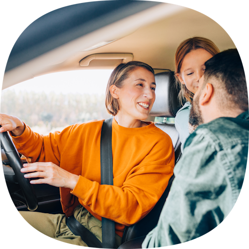 group of people in car