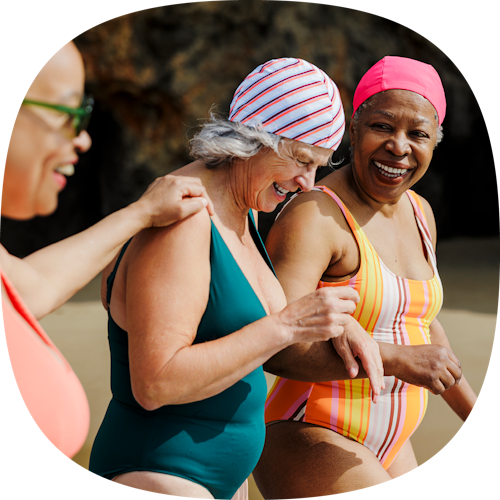 Women ready to go for a swim