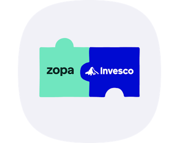 Zopa and Invesco logos connecting as puzzle pieces.
