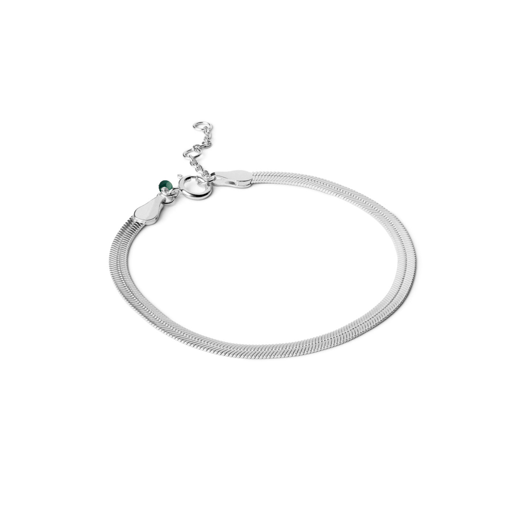 Caroline Bracelet - Zilvere kleur, Groen