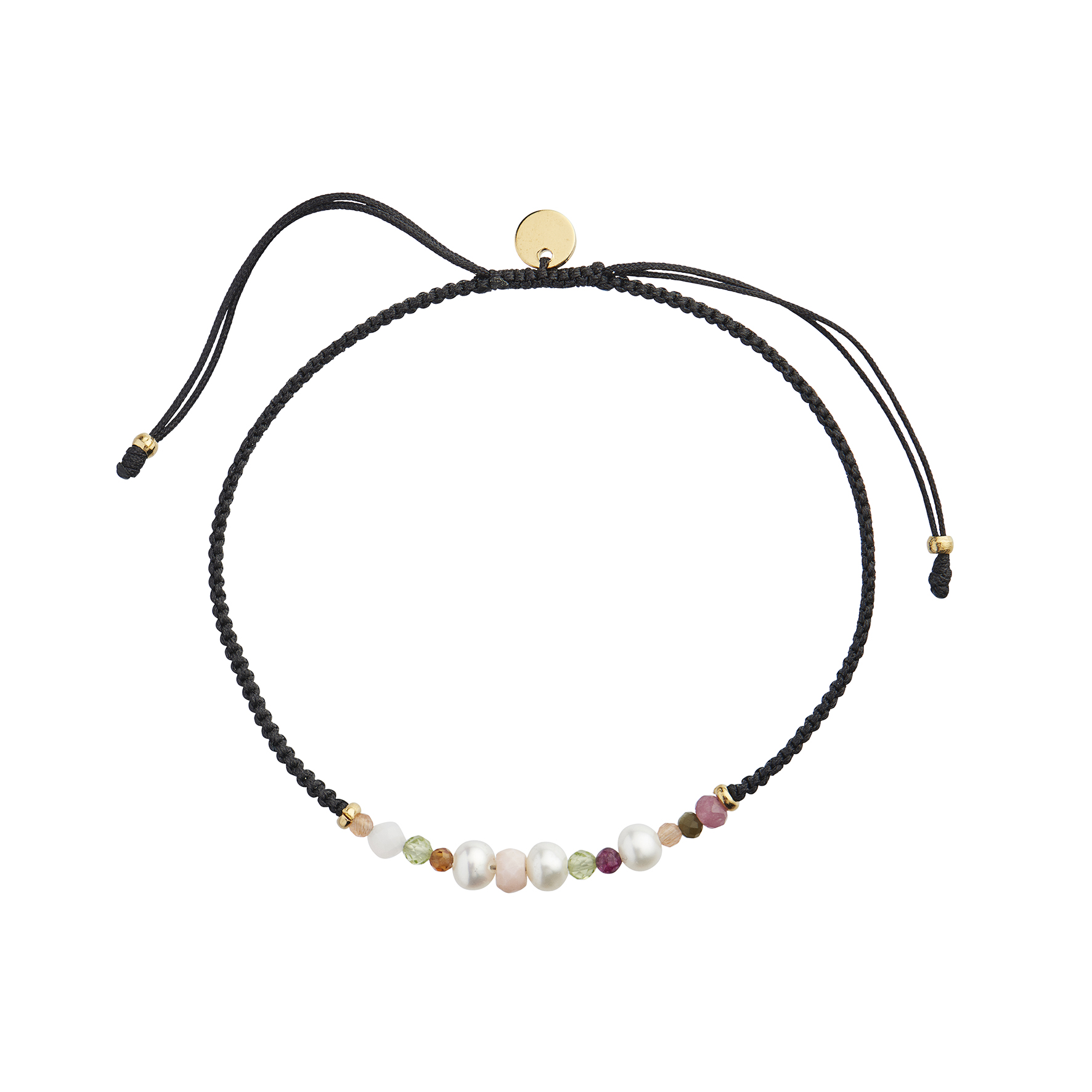 Candy Bracelet - White Forest Mix & Black Ribbon