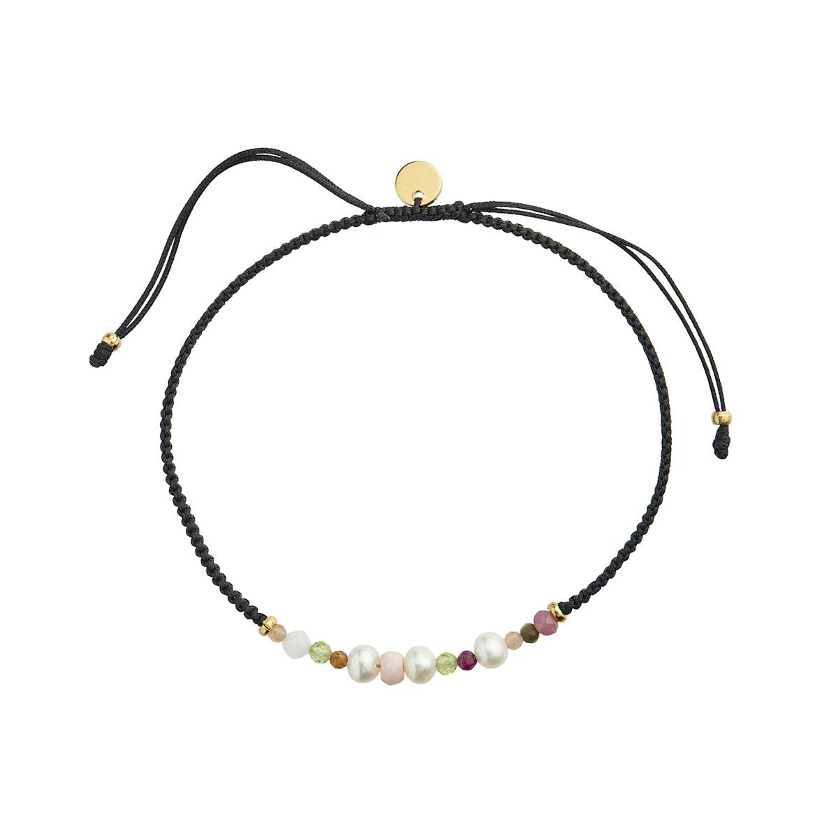 Candy Bracelet - White Forest Mix & Black Ribbon
