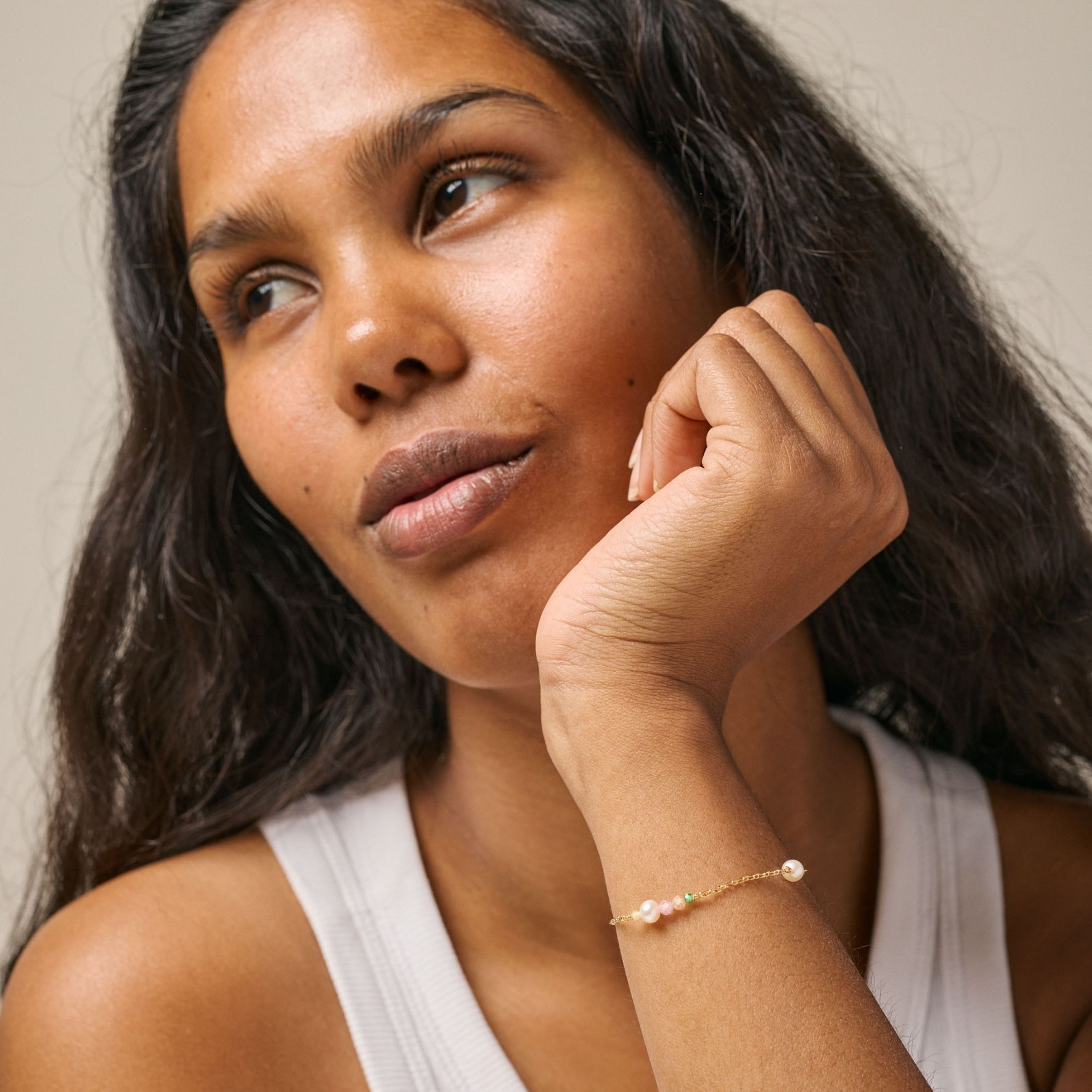 Sofia Bracelet Light Pink and Khaki Green