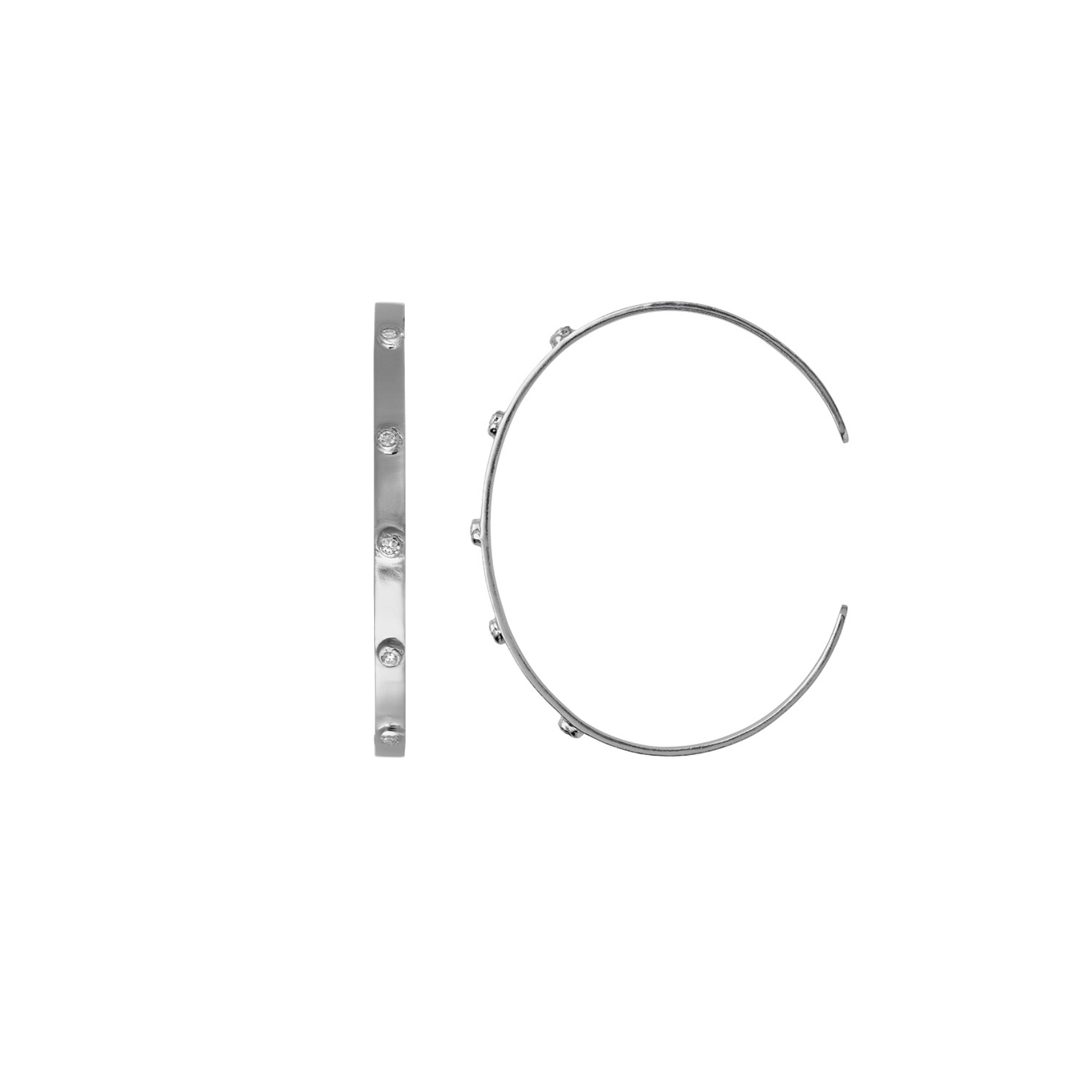 Bangle with Five Flow Stones - Couleur argent, Blanc