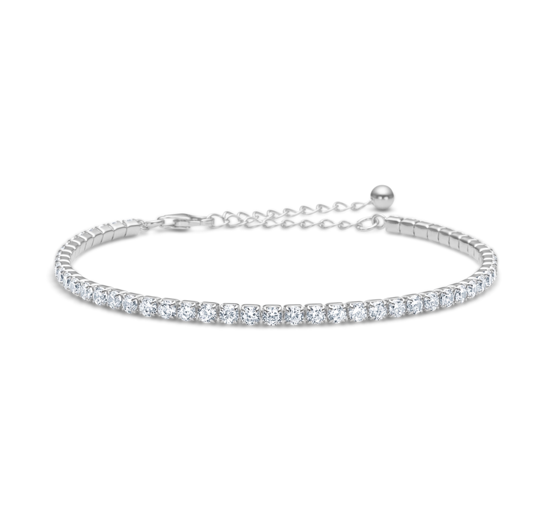 Tennis Medium Bracelet - Hopeanvärinen, Valkoinen