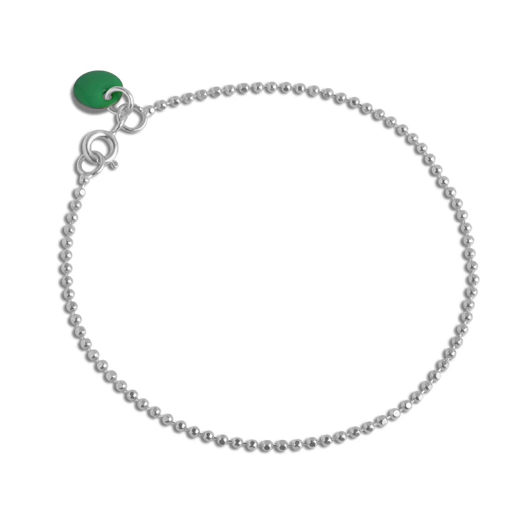 Ball Chain Bracelet Petrol Green - Hopeanvärinen, Vihreä