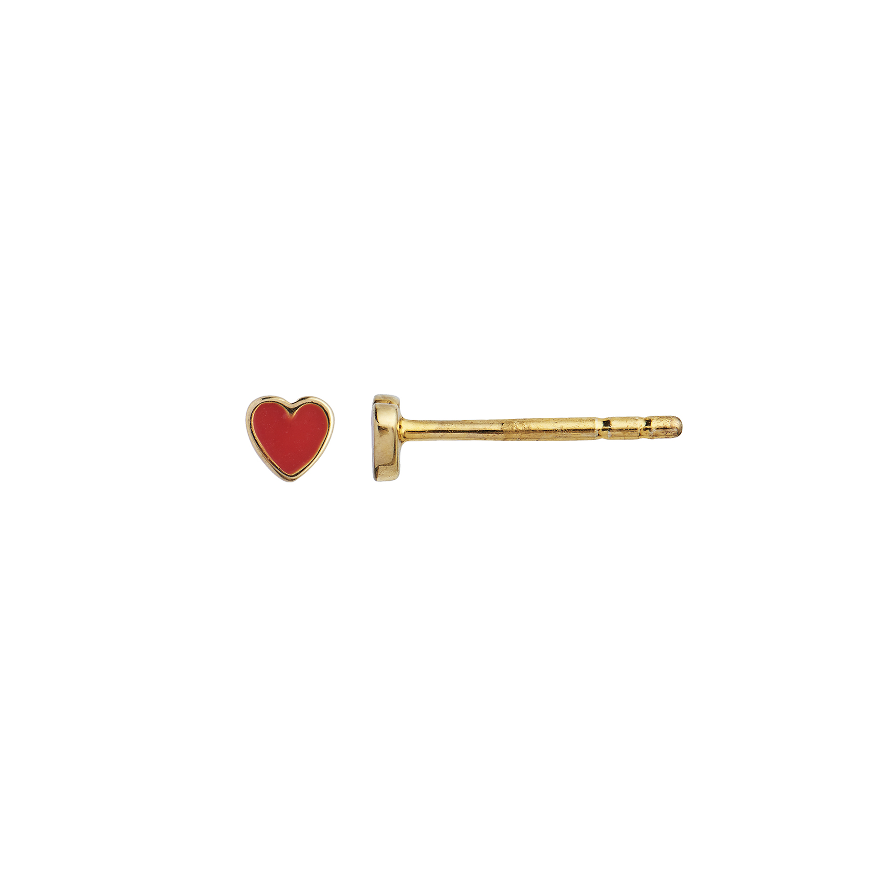 Petit Love Heart Earstick Red Coral