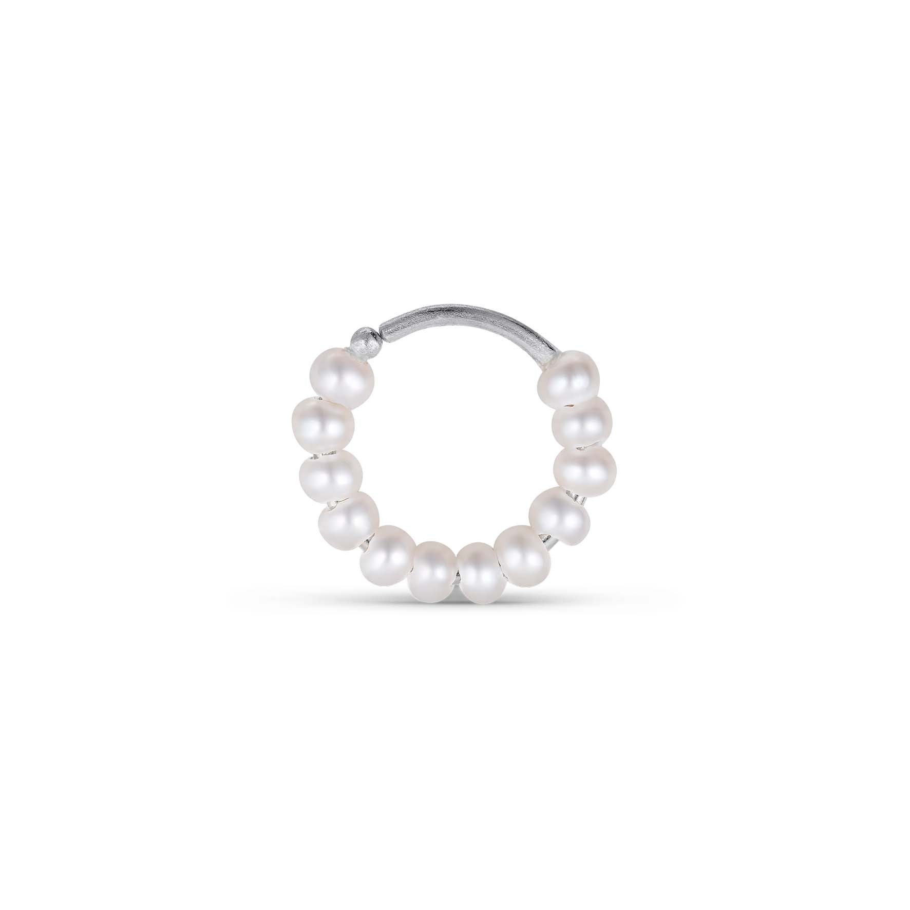 Row Pearl Twist Hoop - Hopeanvärinen, Valkoinen