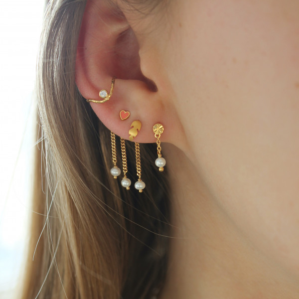 Tres Petit Etoile Earring With Pearl