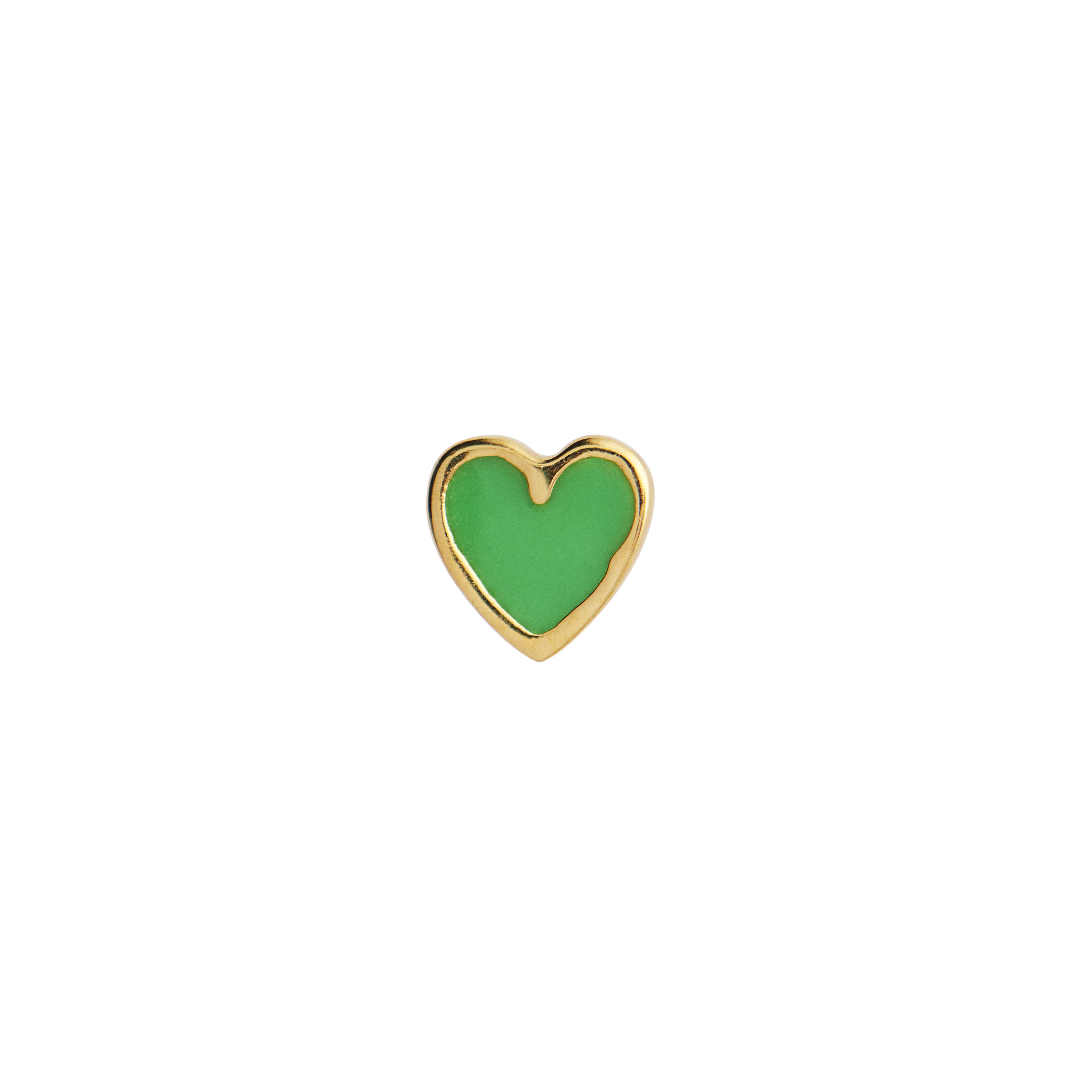 Petit Love Heart Grass Green Enamel Earring