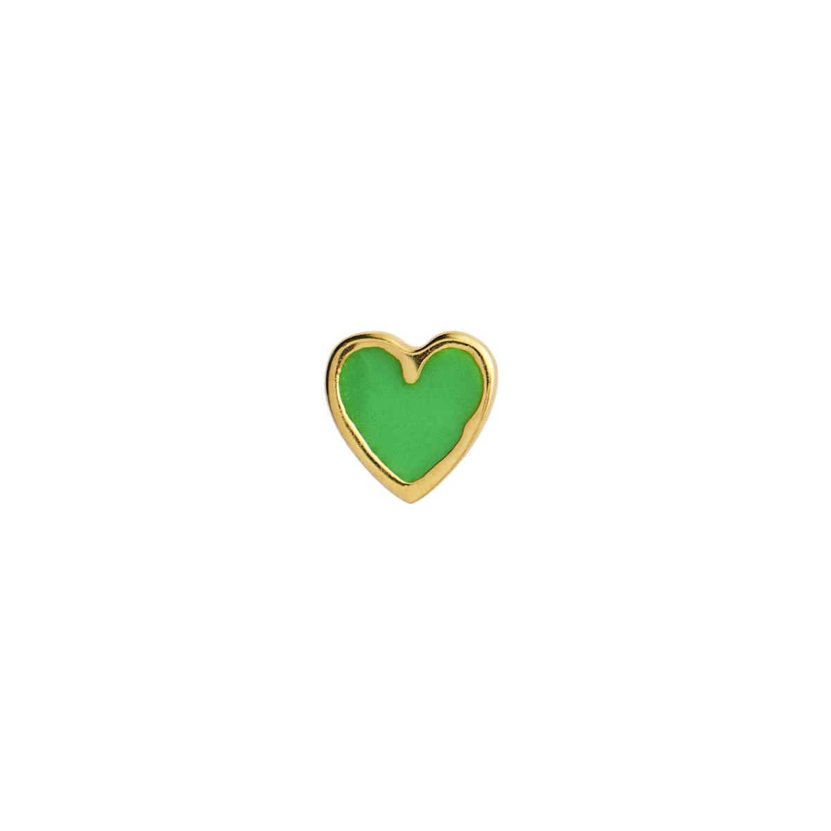 Petit Love Heart Grass Green Enamel Earring