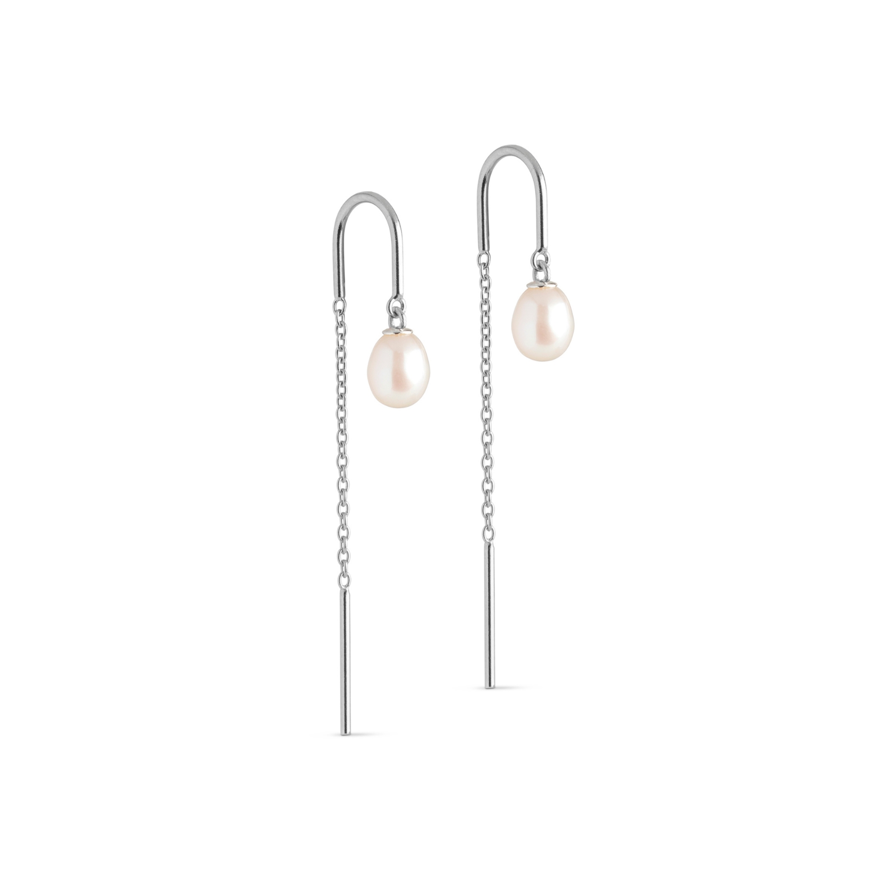 Eleanor Pearl Earrings - Zilvere kleur, Wit