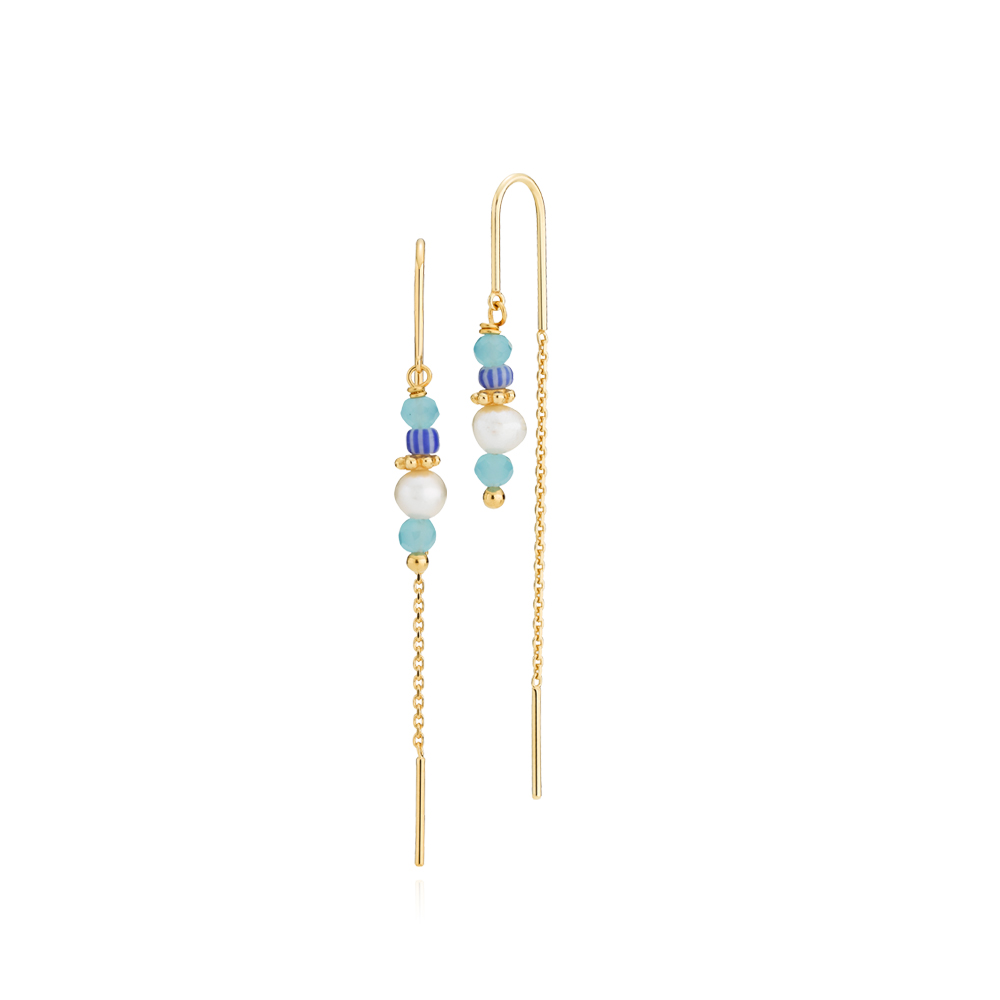 Simona Blue Earrings - Kullanvärinen, Sininen, Valkoinen