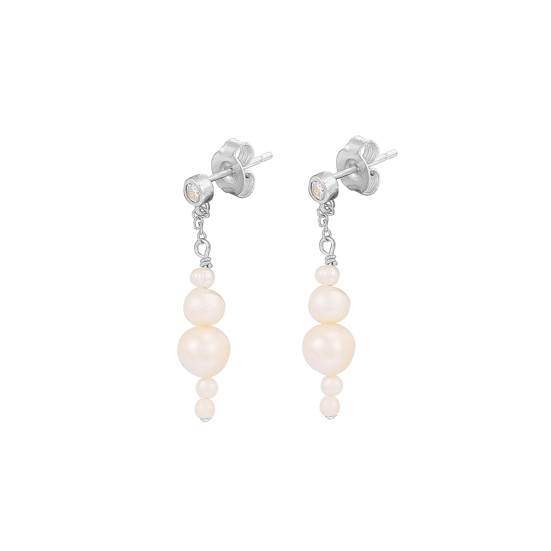 Esther Earrings - Zilvere kleur, Wit