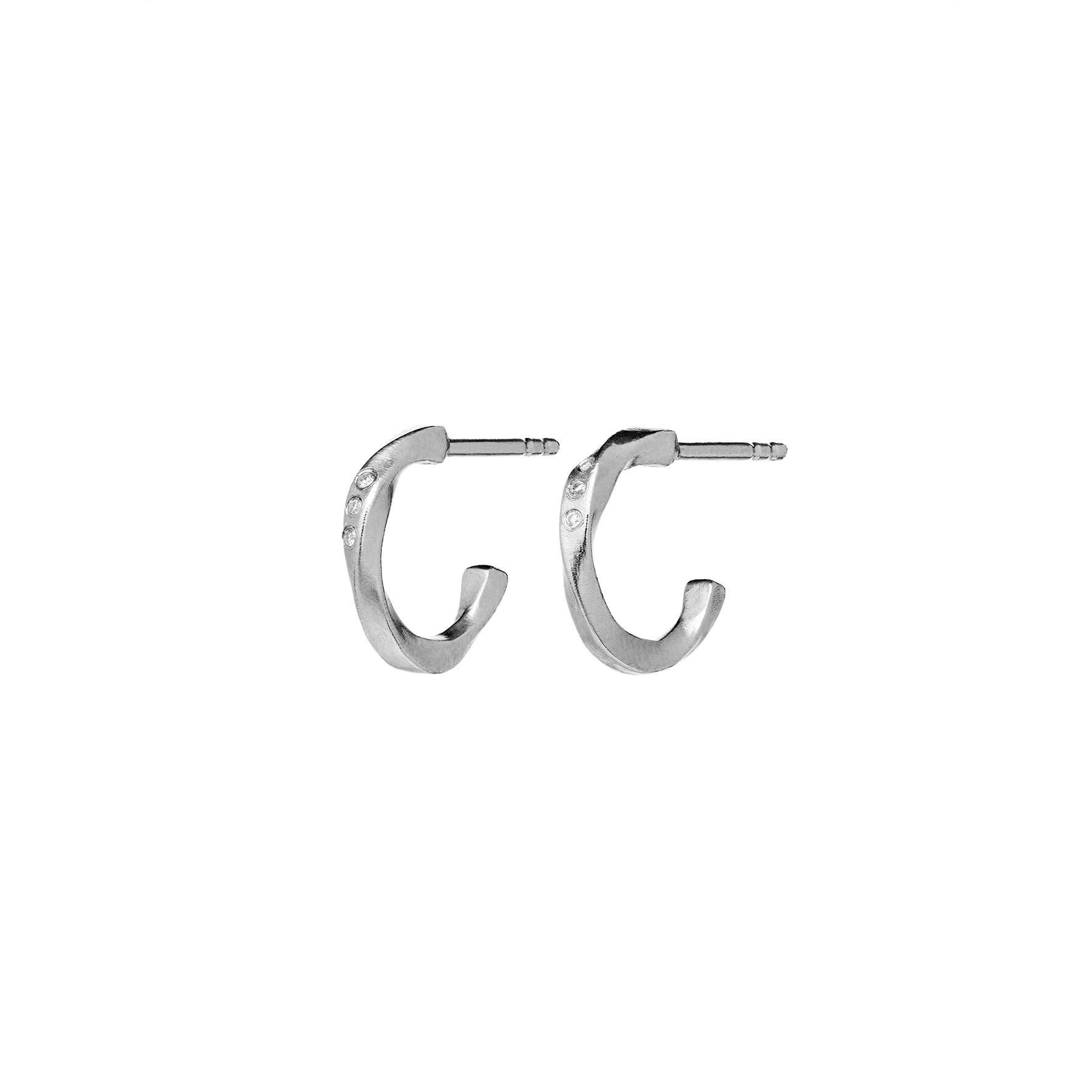 Echo Petite Earrings - Hopeanvärinen, Valkoinen