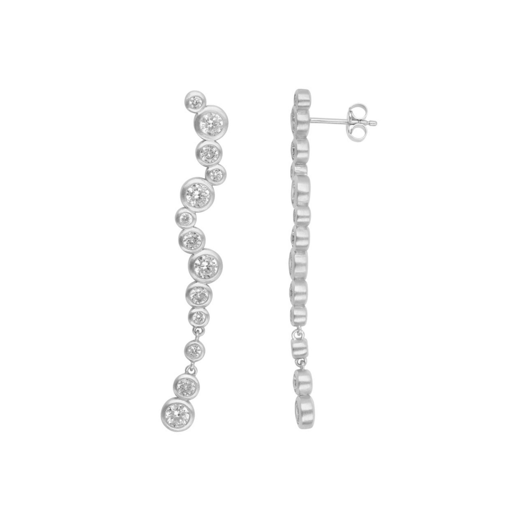 Stardust Earrings Long - Hopeanvärinen, Valkoinen