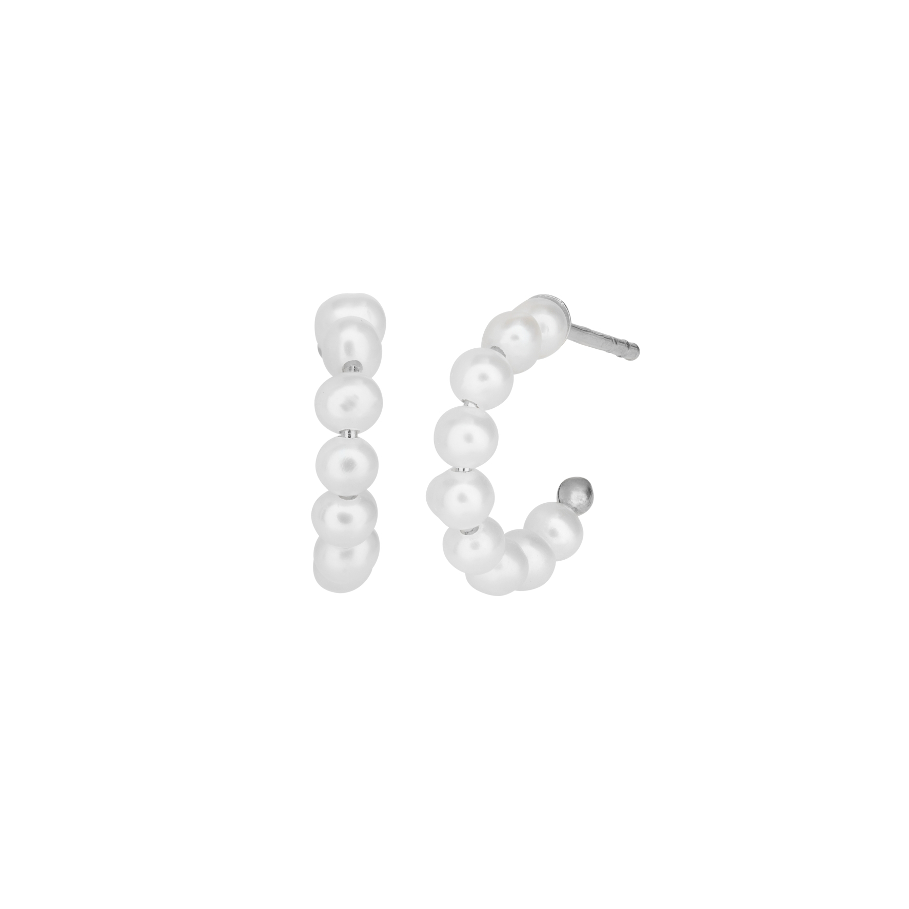 Aura Pearl Hoops - Silberfarbe, Weiß