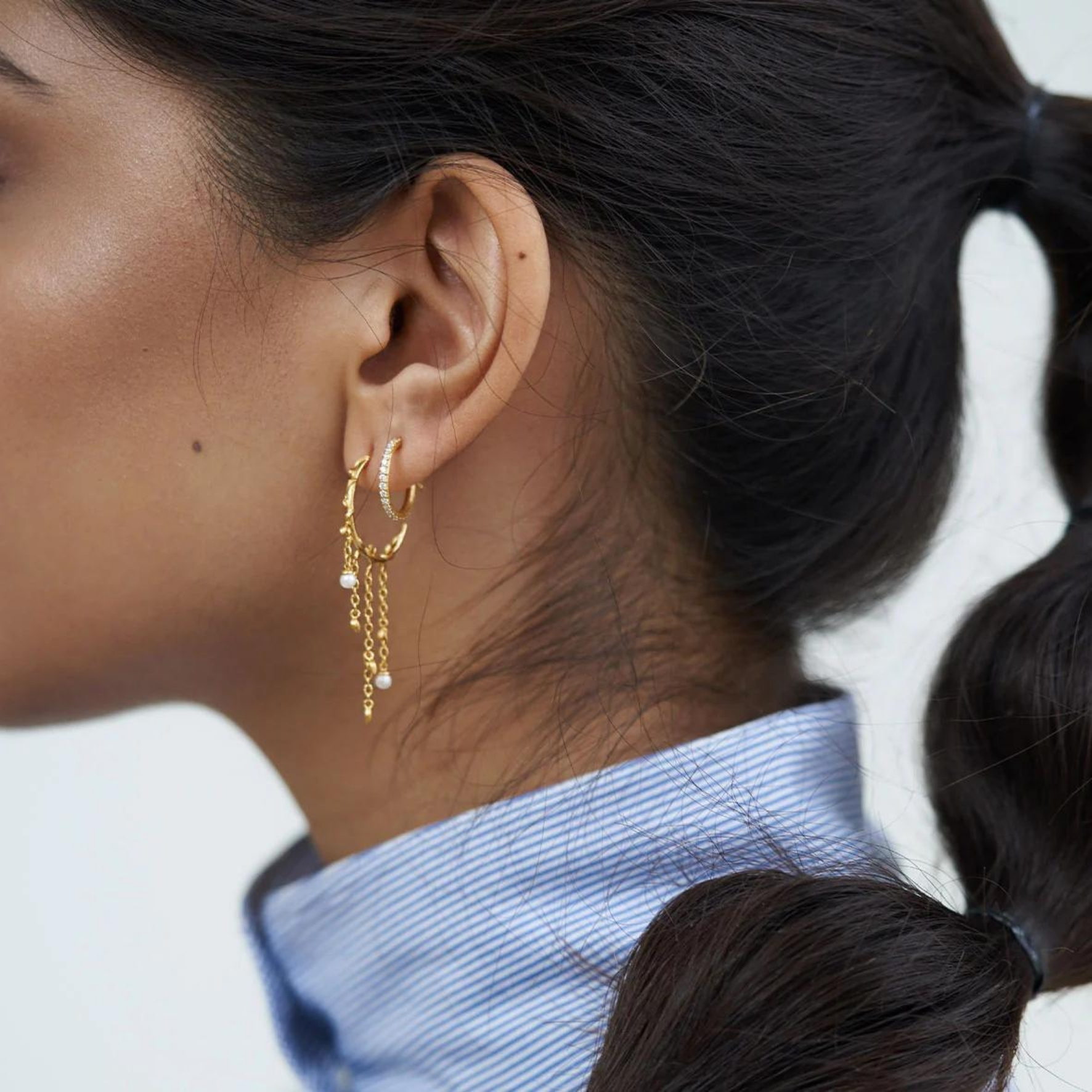 Jungle Ivy Pearl Hoops