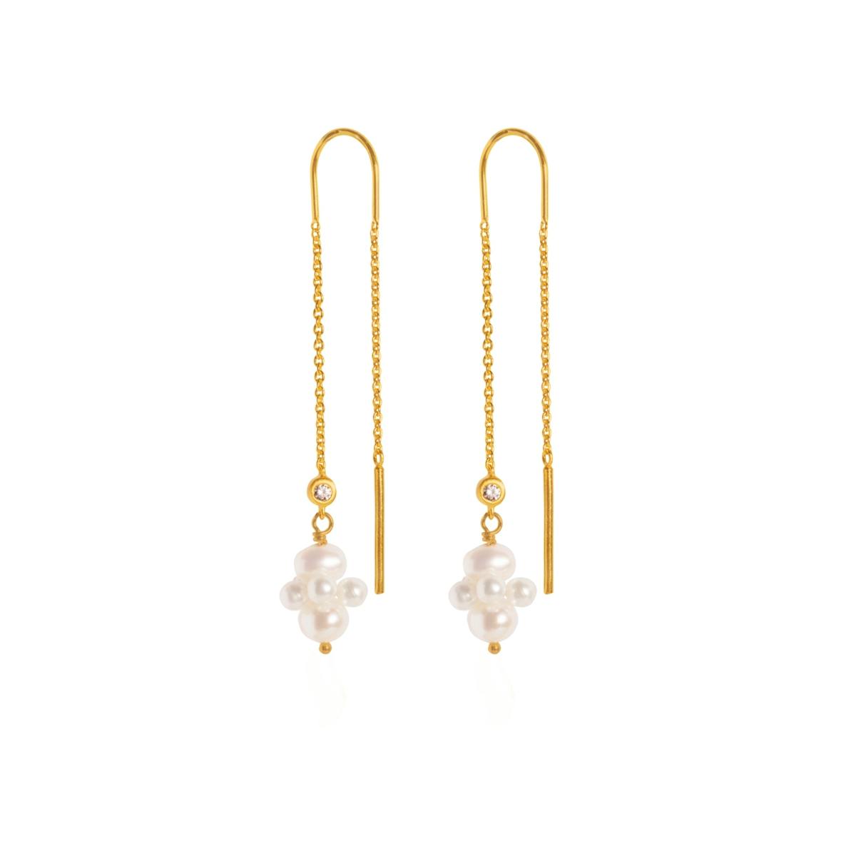 Pearl Cluster Dangling Earrings