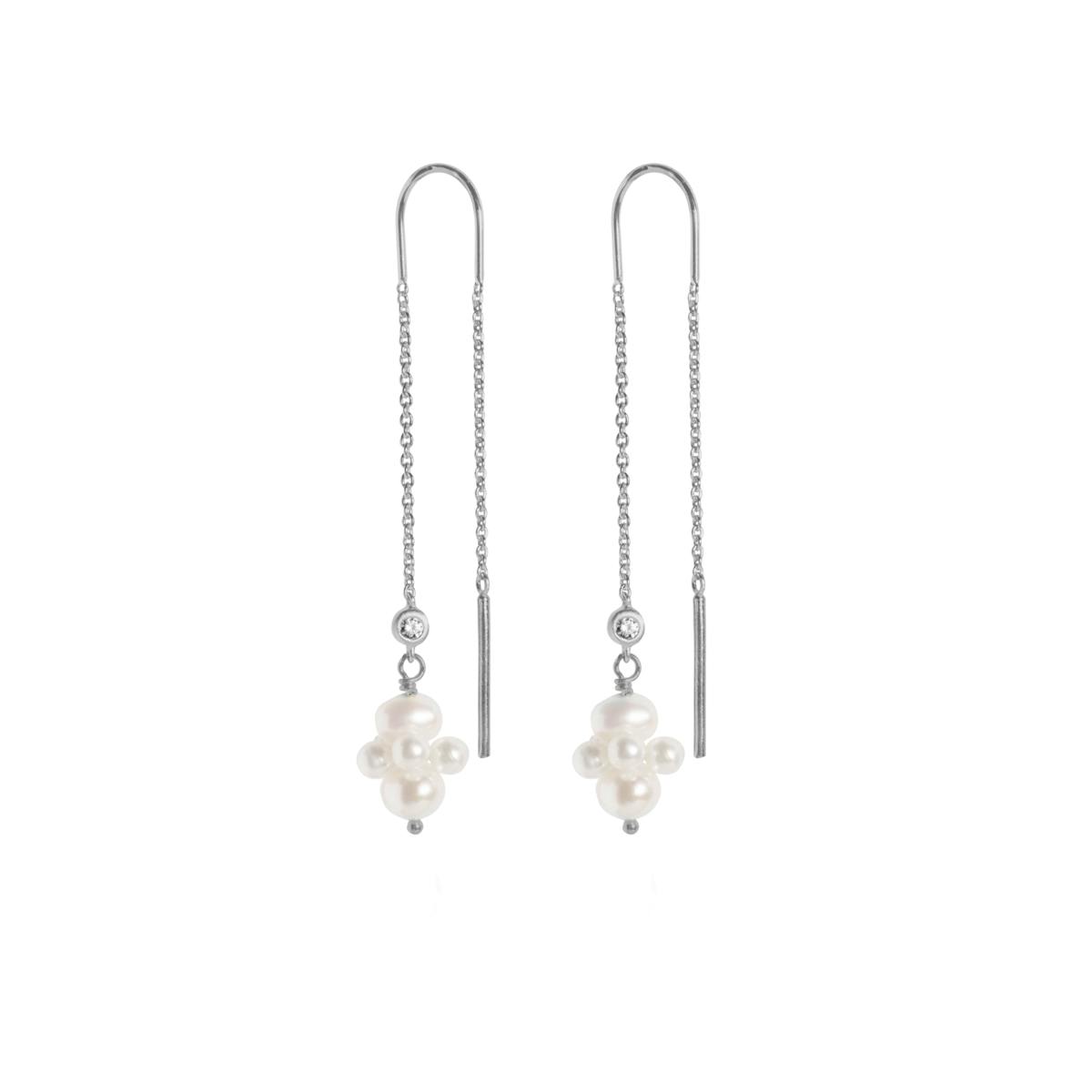 Pearl Cluster Dangling Earrings