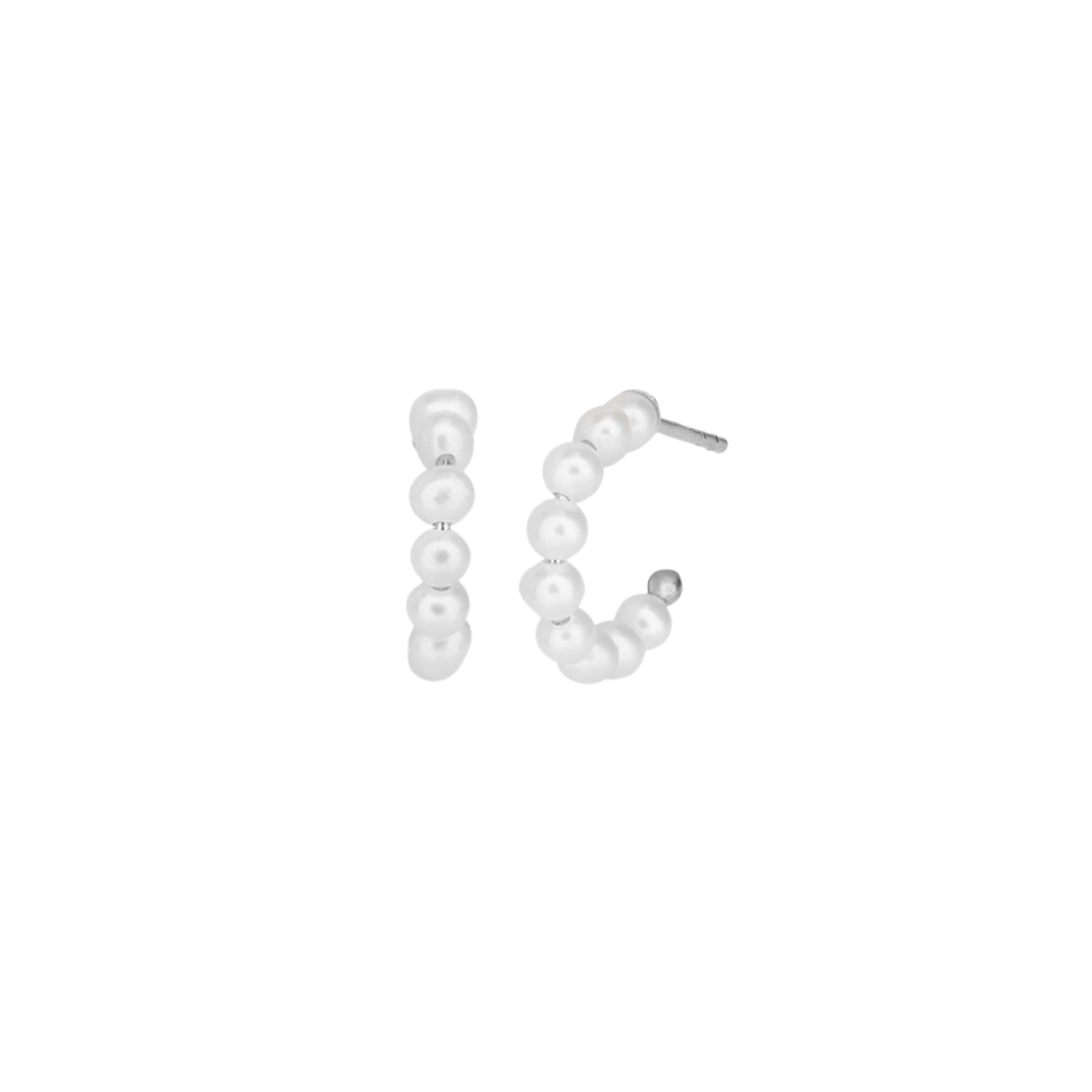 Pearl Hoops Mini - Hopeanvärinen, Valkoinen