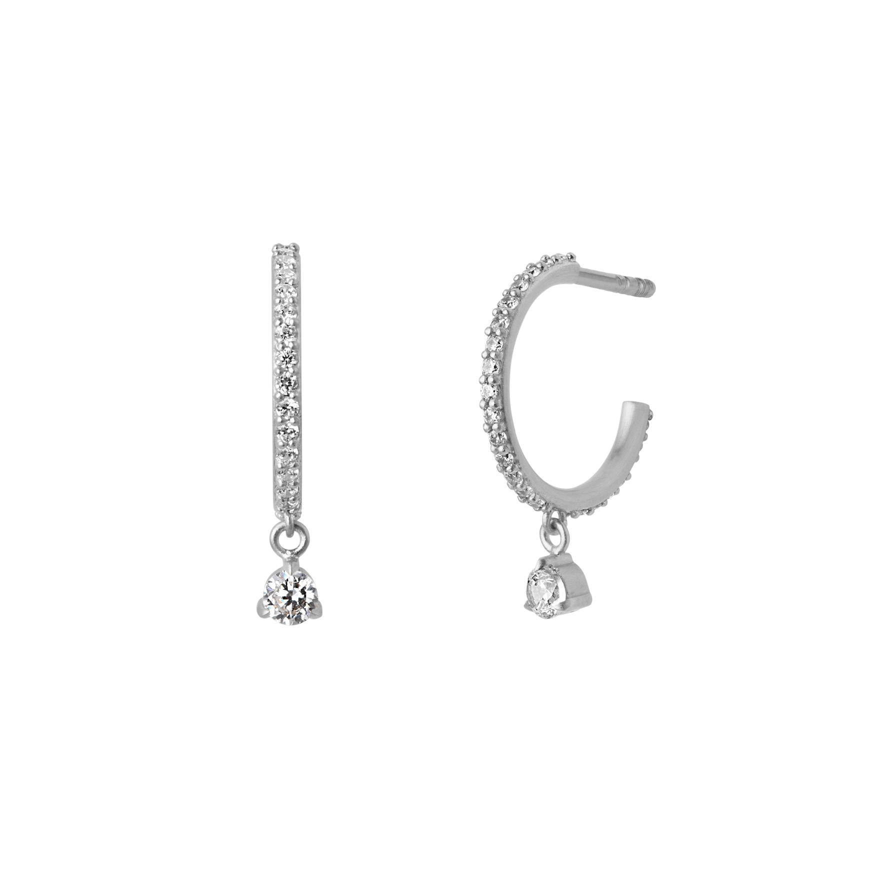 Sparkle Hoops Mini Dangling Stones - Hopeanvärinen, Valkoinen