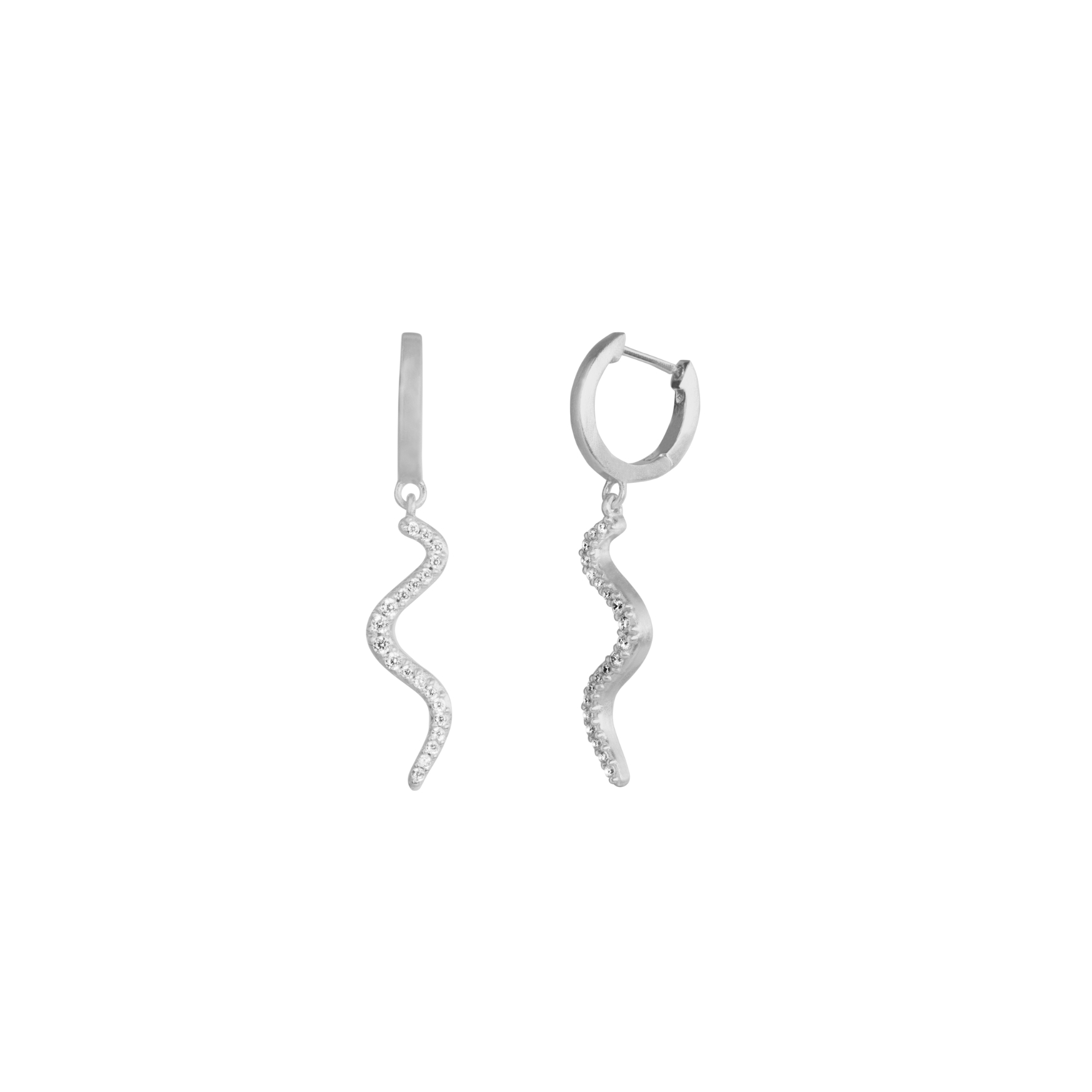 Wave Sparkle Hoops Mini - Hopeanvärinen, Valkoinen