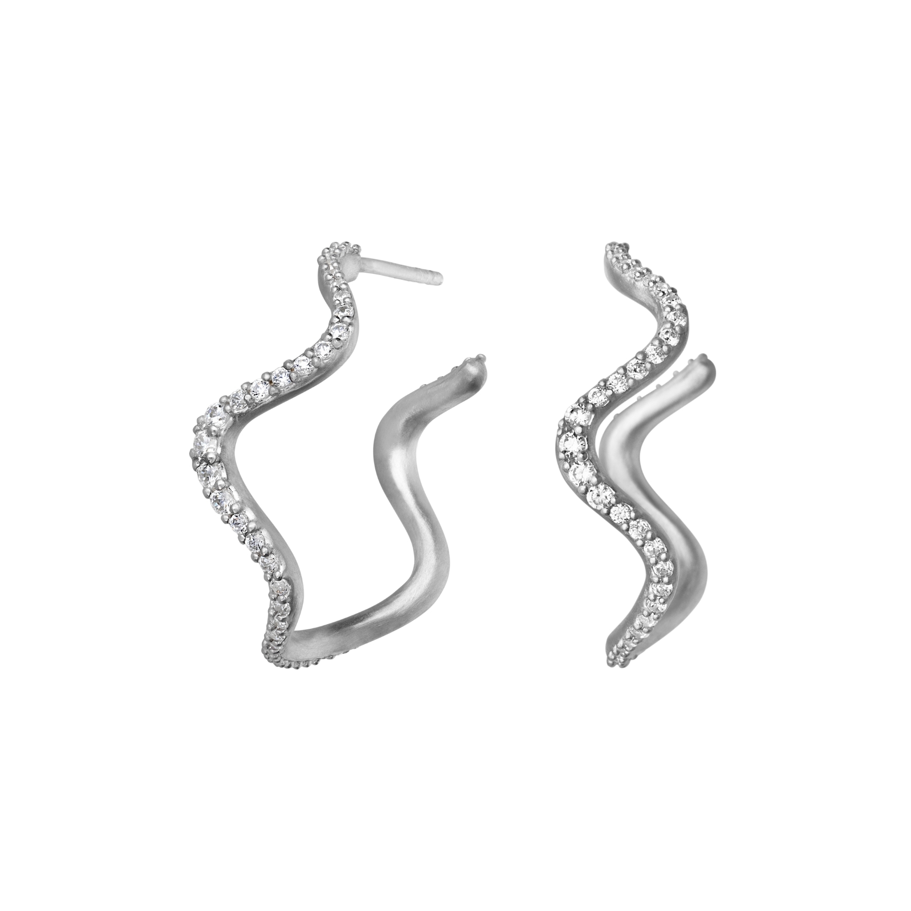 Wave Sparkle Hoops - Sølv farve, Hvid