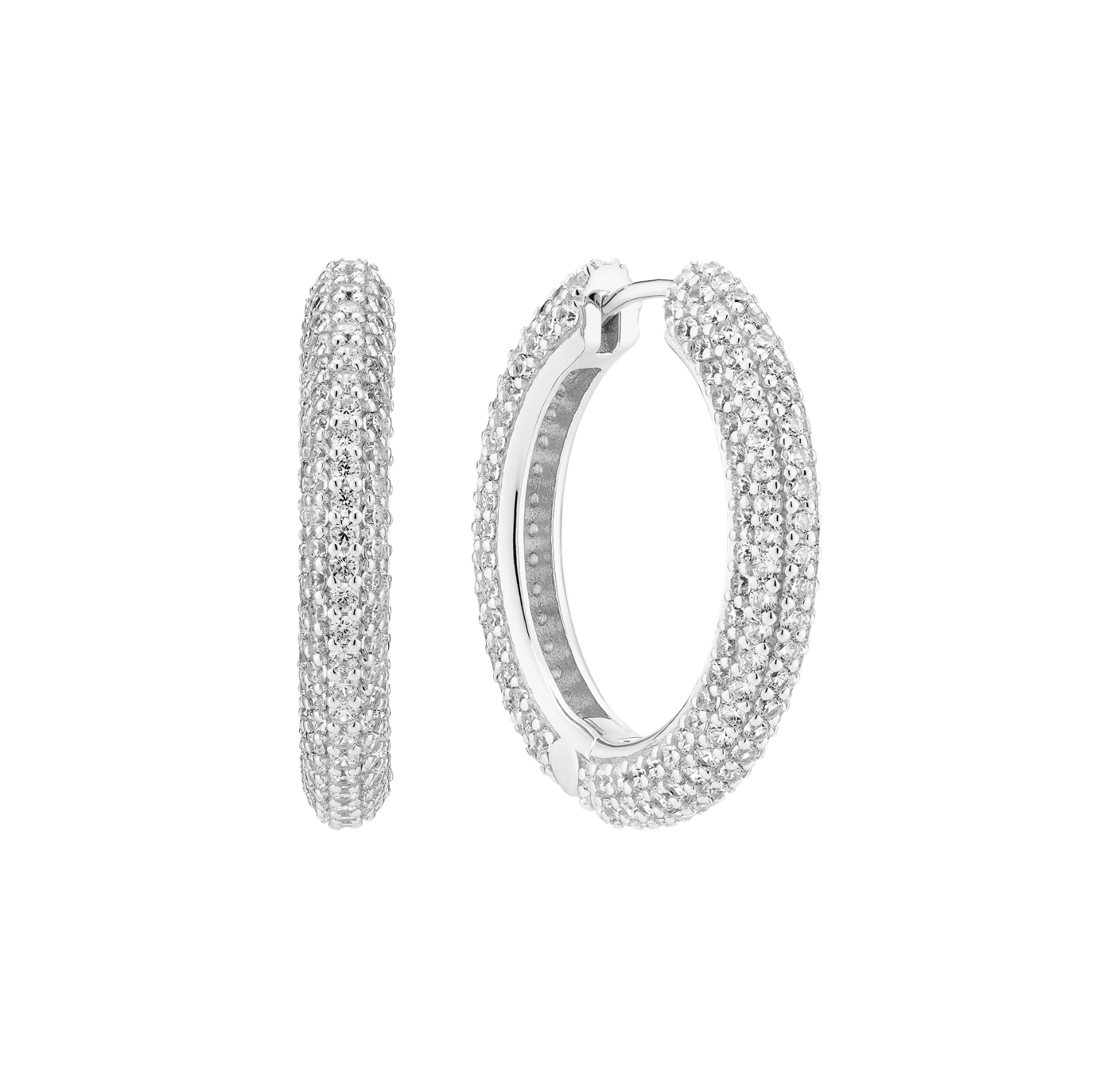 Carrara Grande Earrings - Couleur argent, Blanc