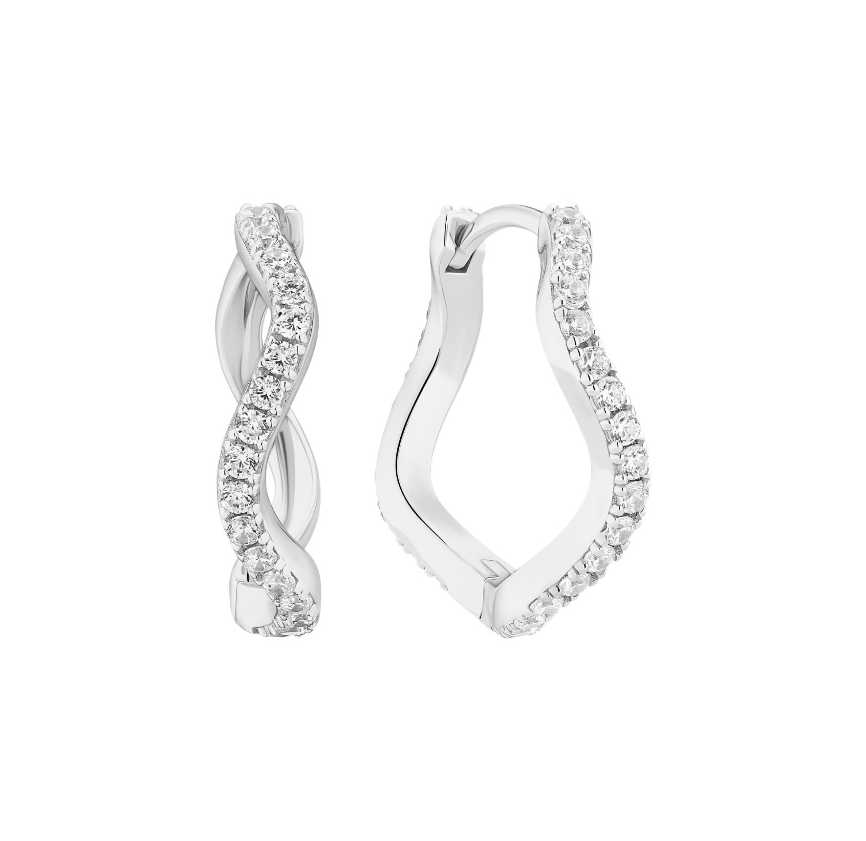Ellera Waves Grande Earrings - Couleur argent, Blanc