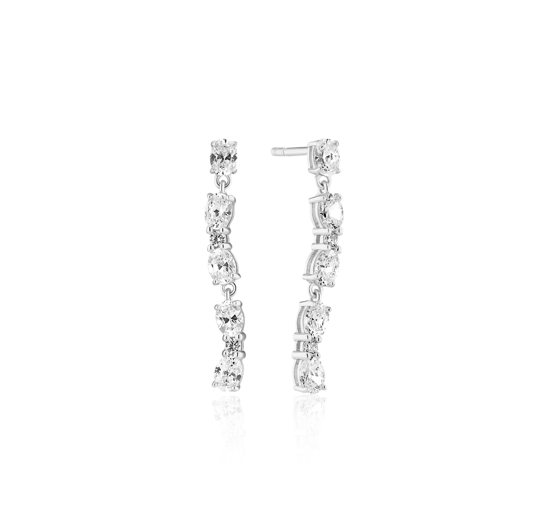 Ellera Ovale Sette Earrings - Couleur argent, Blanc
