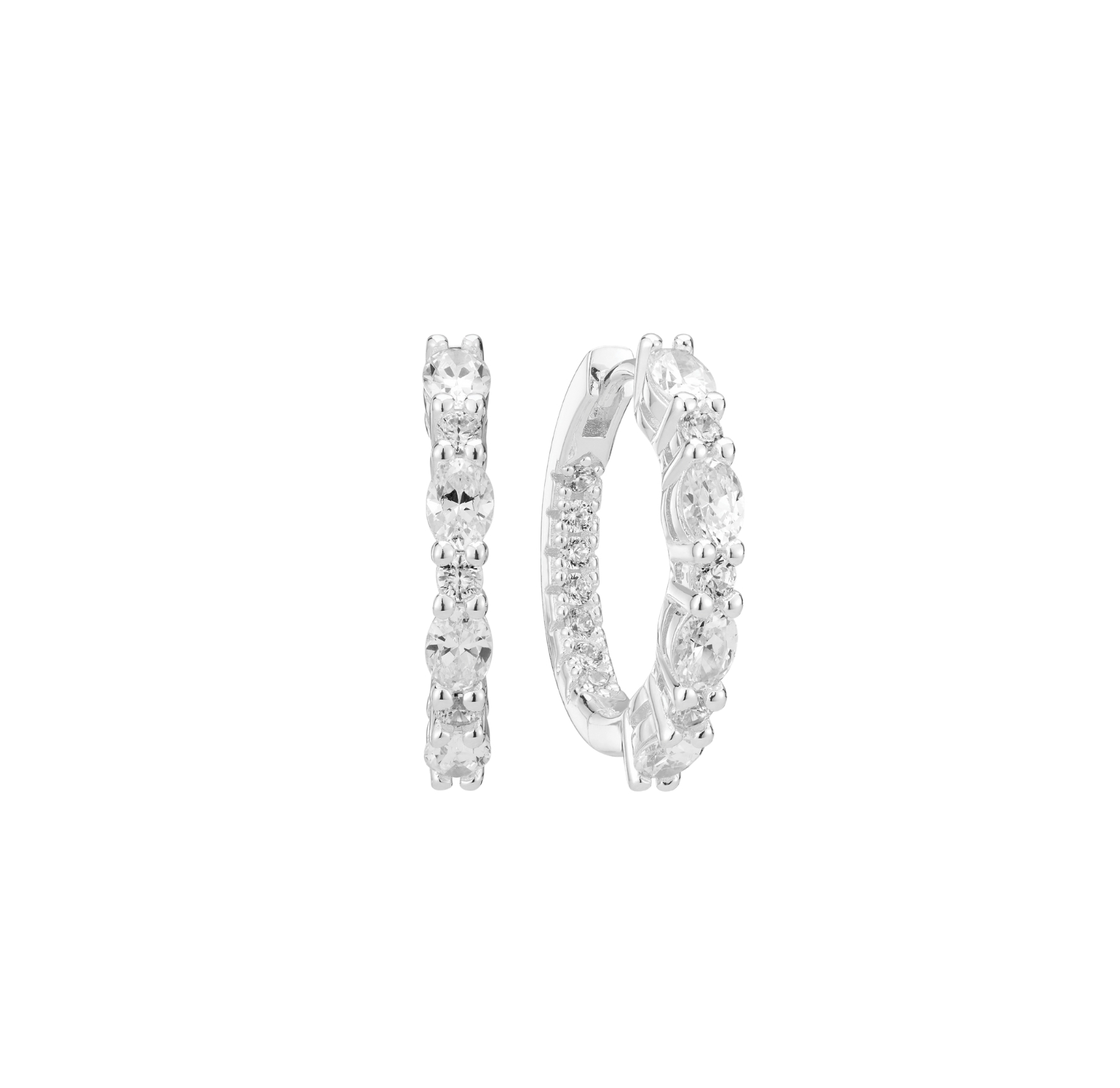 Ellera Ovale Grande Earrings - Couleur argent, Blanc