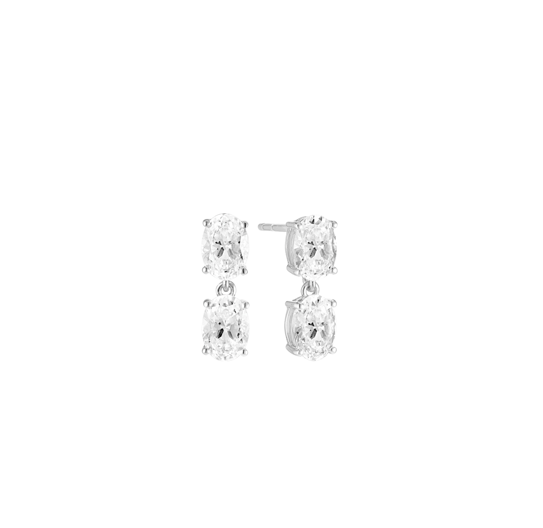 Ellisse Due Piccolo Earrings - Couleur argent, Blanc