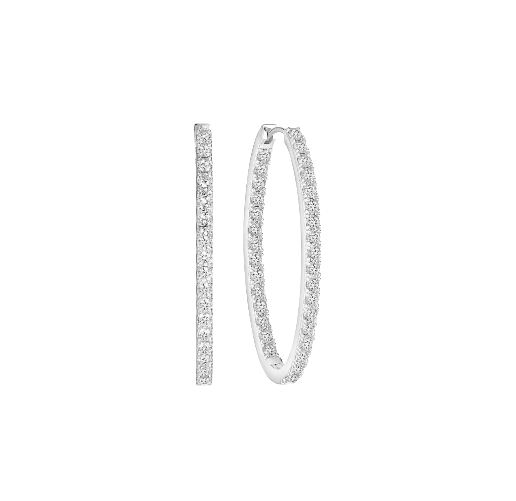 Ellisse Medio Earrings - Couleur argent, Blanc