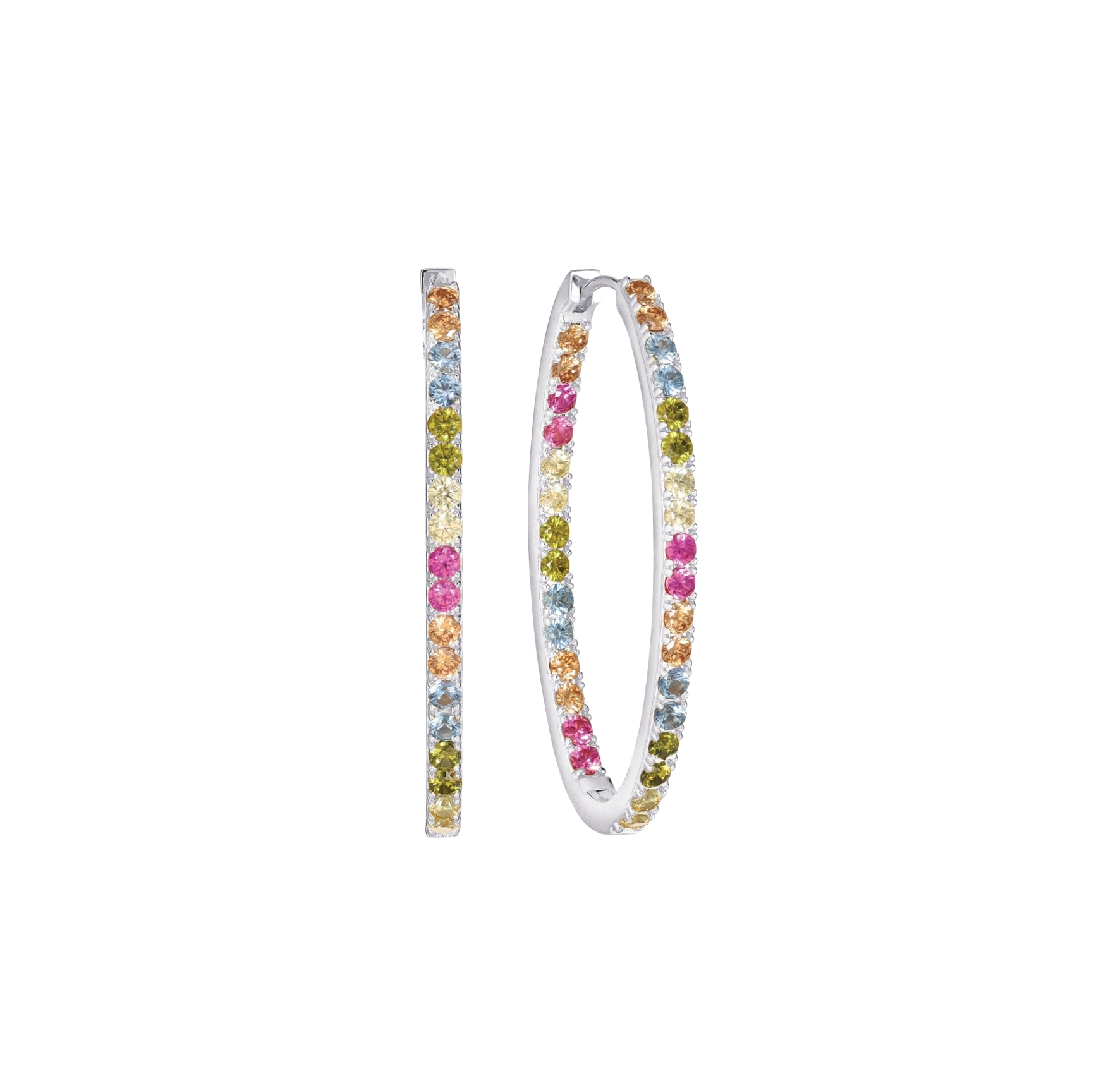 Ellisse Medio Color Earrings - Couleur argent, Jaune, Rose, Orange, Bleu, Vert