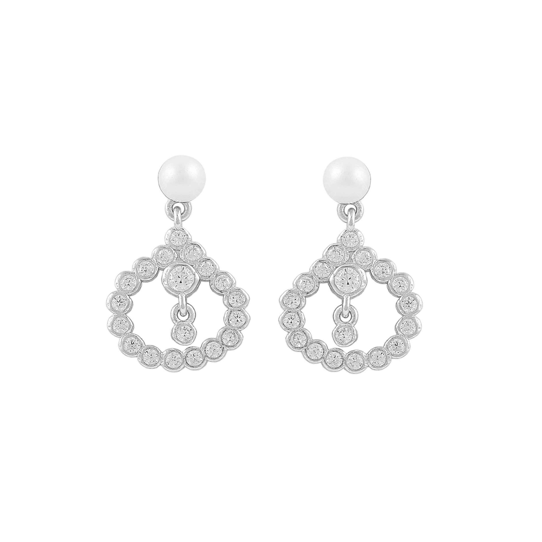 Aster Earrings - Hopeanvärinen, Valkoinen