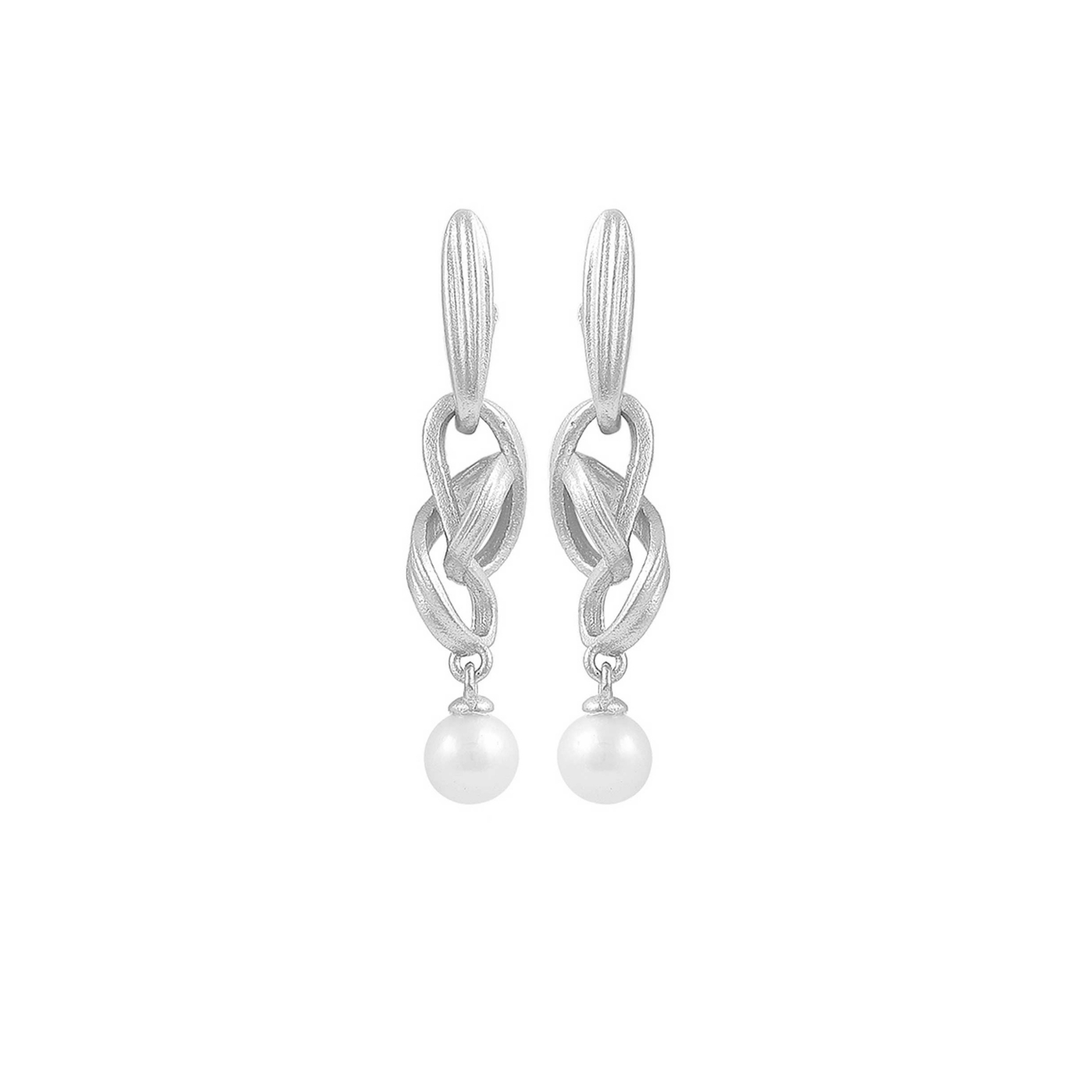 Tiril Earrings - Hopeanvärinen, Valkoinen