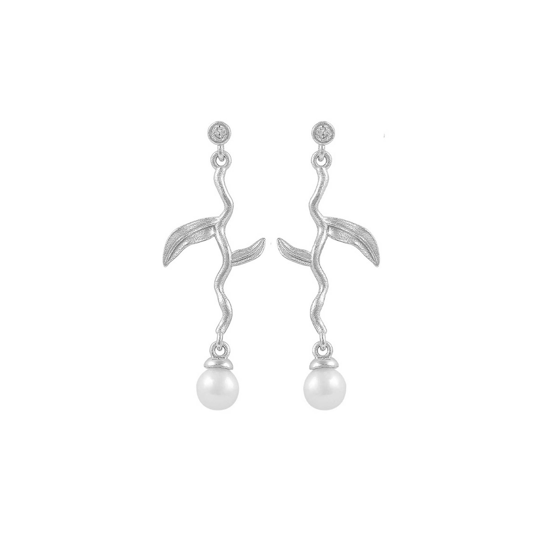 Marigold Earrings - Hopeanvärinen, Valkoinen