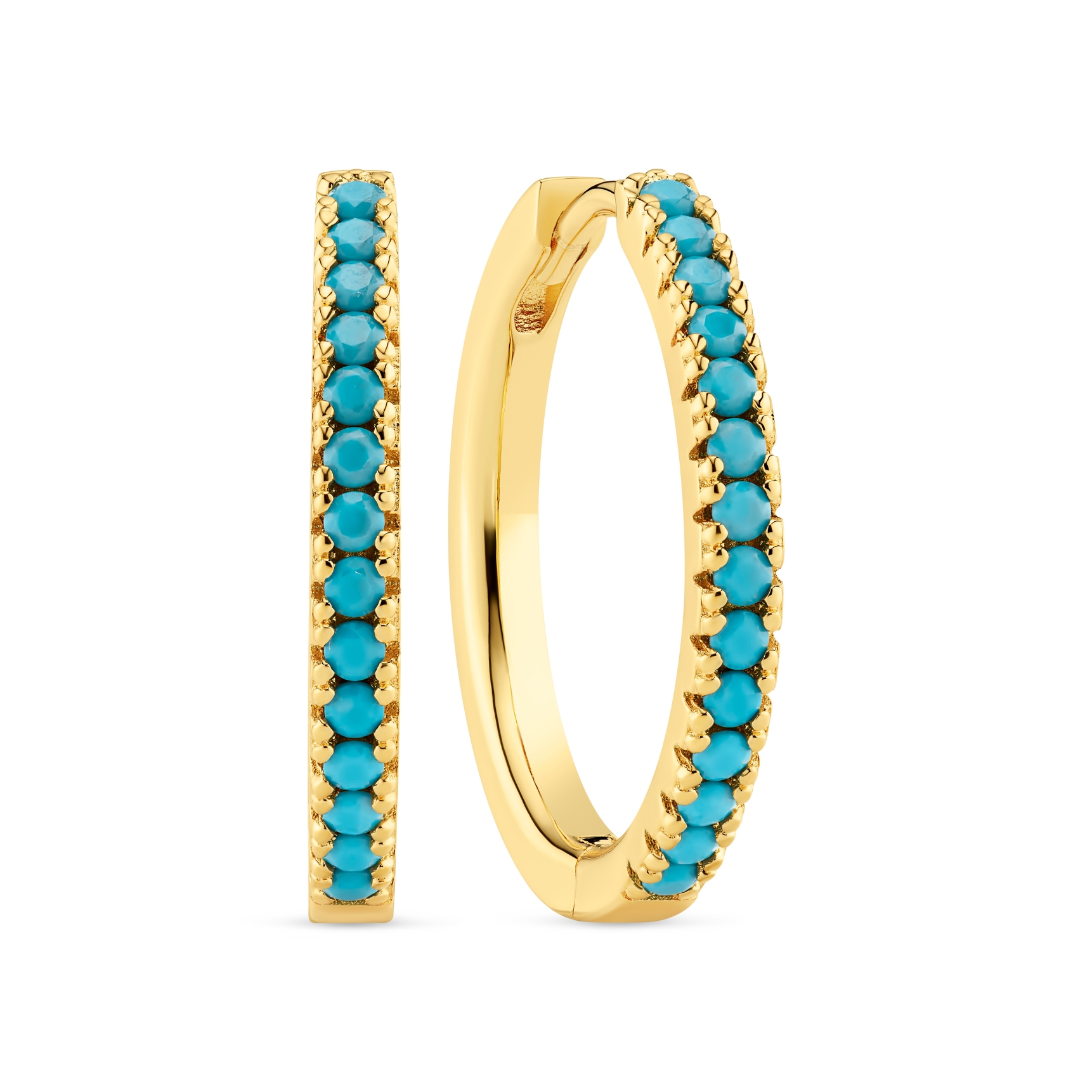 Ellera Grande Turkise Earrings - Couleur or, Turquoise