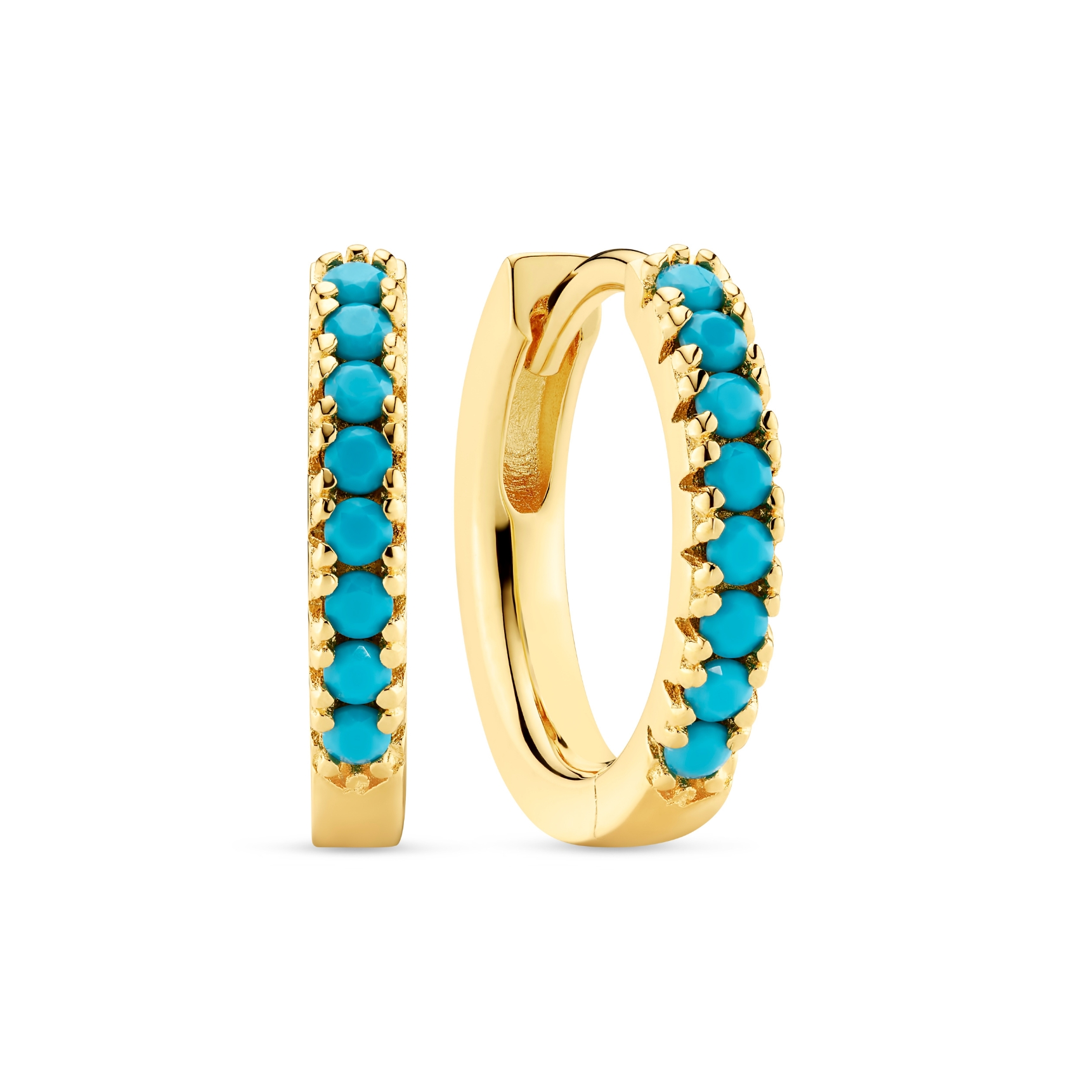Ellera Medio Turkise Earrings - Couleur or, Turquoise