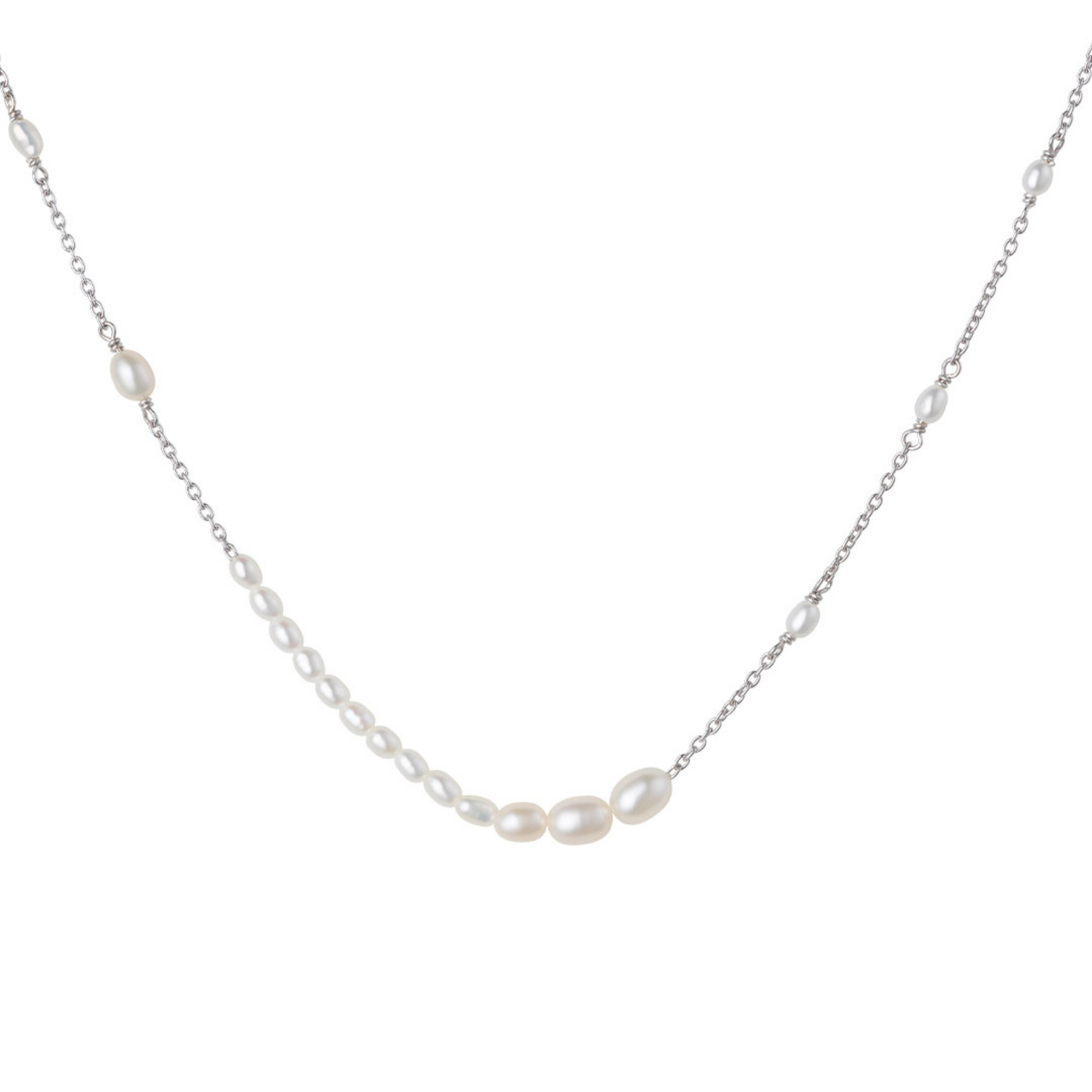 Aura Flow Necklace - Hopeanvärinen, Valkoinen