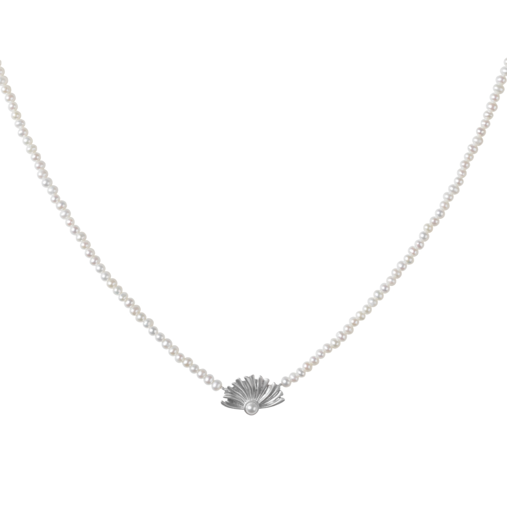 Poppy Necklace (byBiehl) - Hopeanvärinen, Valkoinen