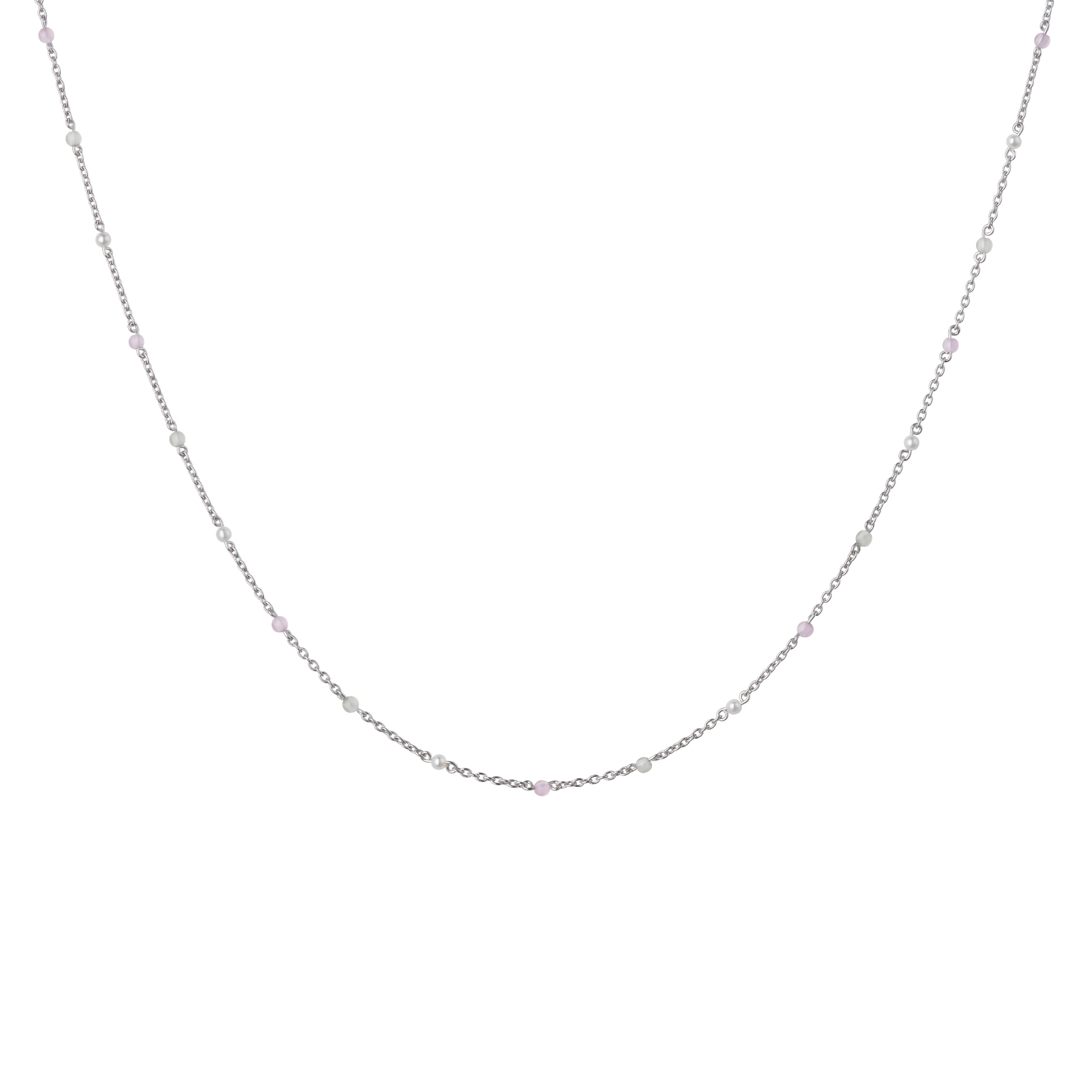 Scarlett Necklace Pastels - Hopeanvärinen, Valkoinen, Pinkki