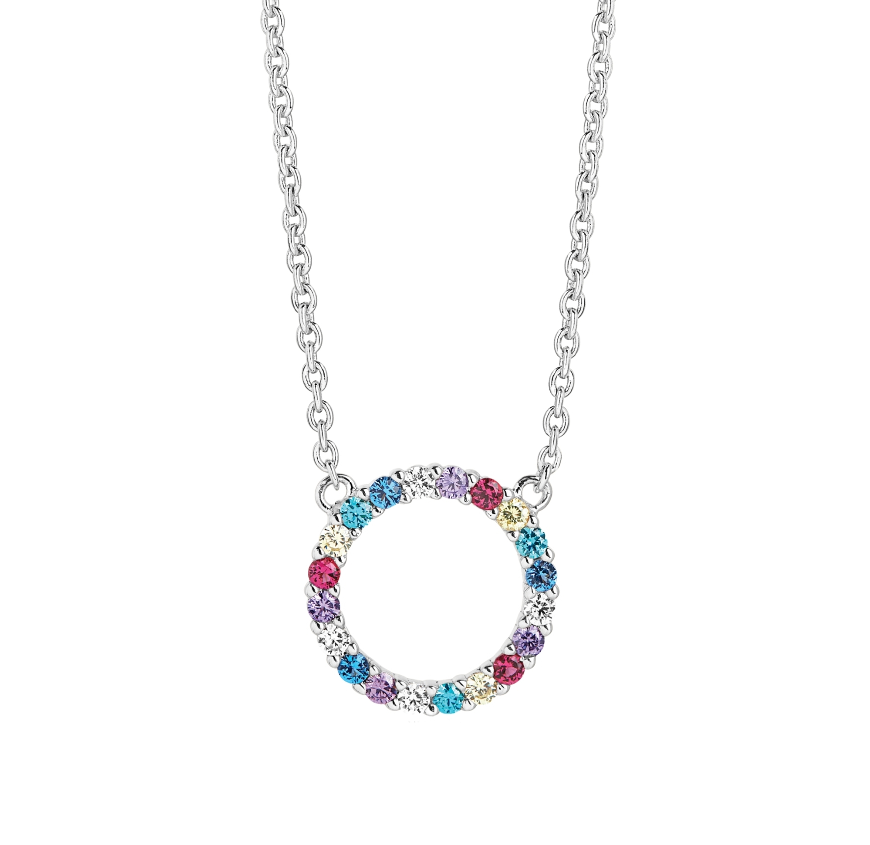 Biella Grande Color Necklace - Couleur argent, Pourpre, Jaune, Rouge, Blanc, Bleu