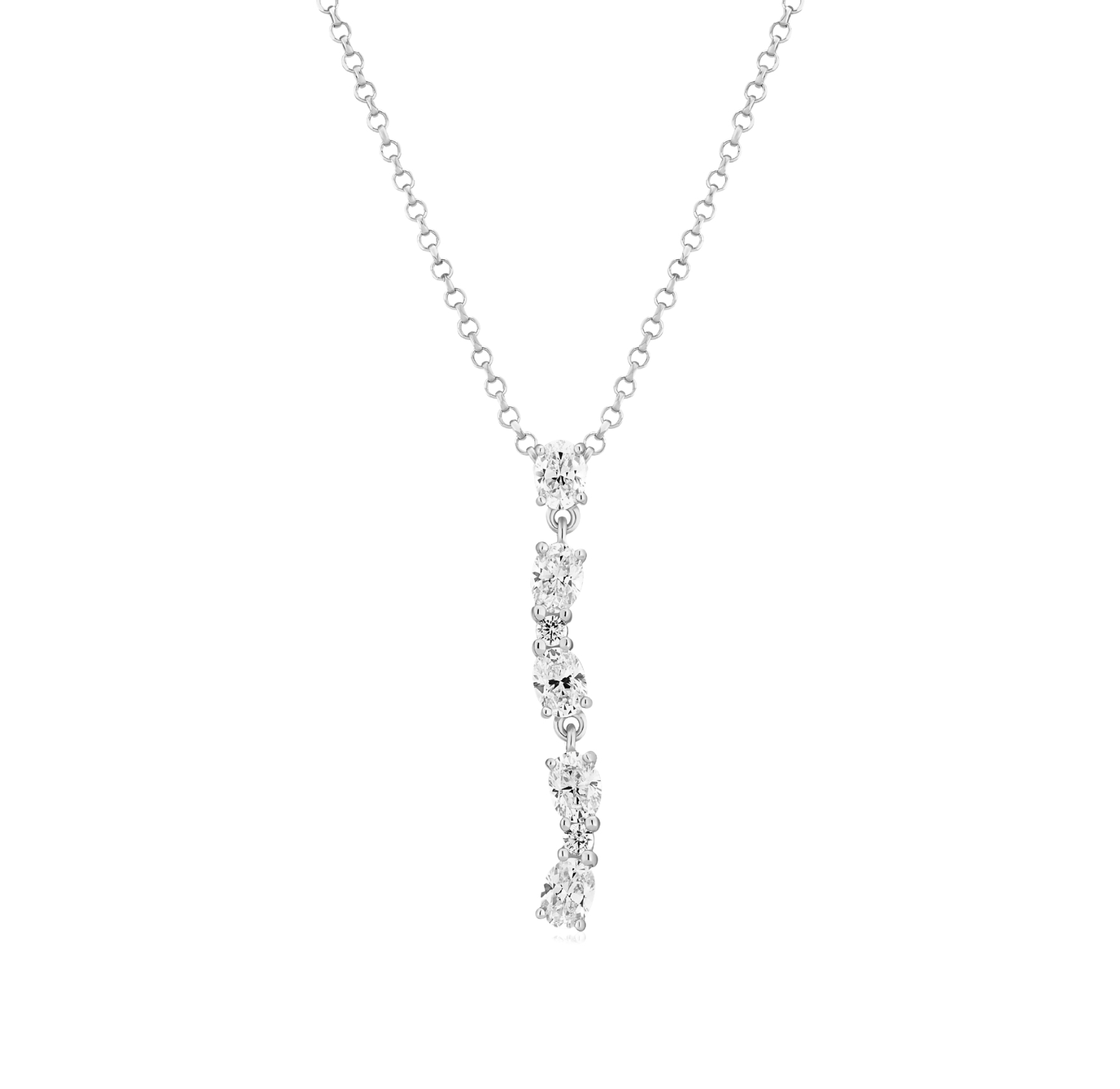 Ellerra Ovale Lungo Necklace - Couleur argent, Blanc