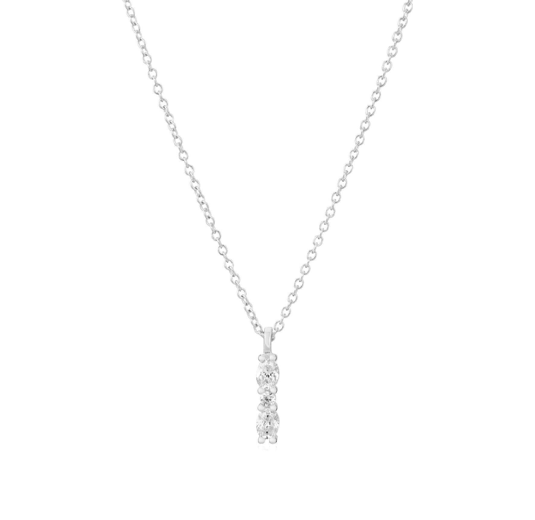Ellerra Ovale Piccolo Necklace - Couleur argent, Blanc