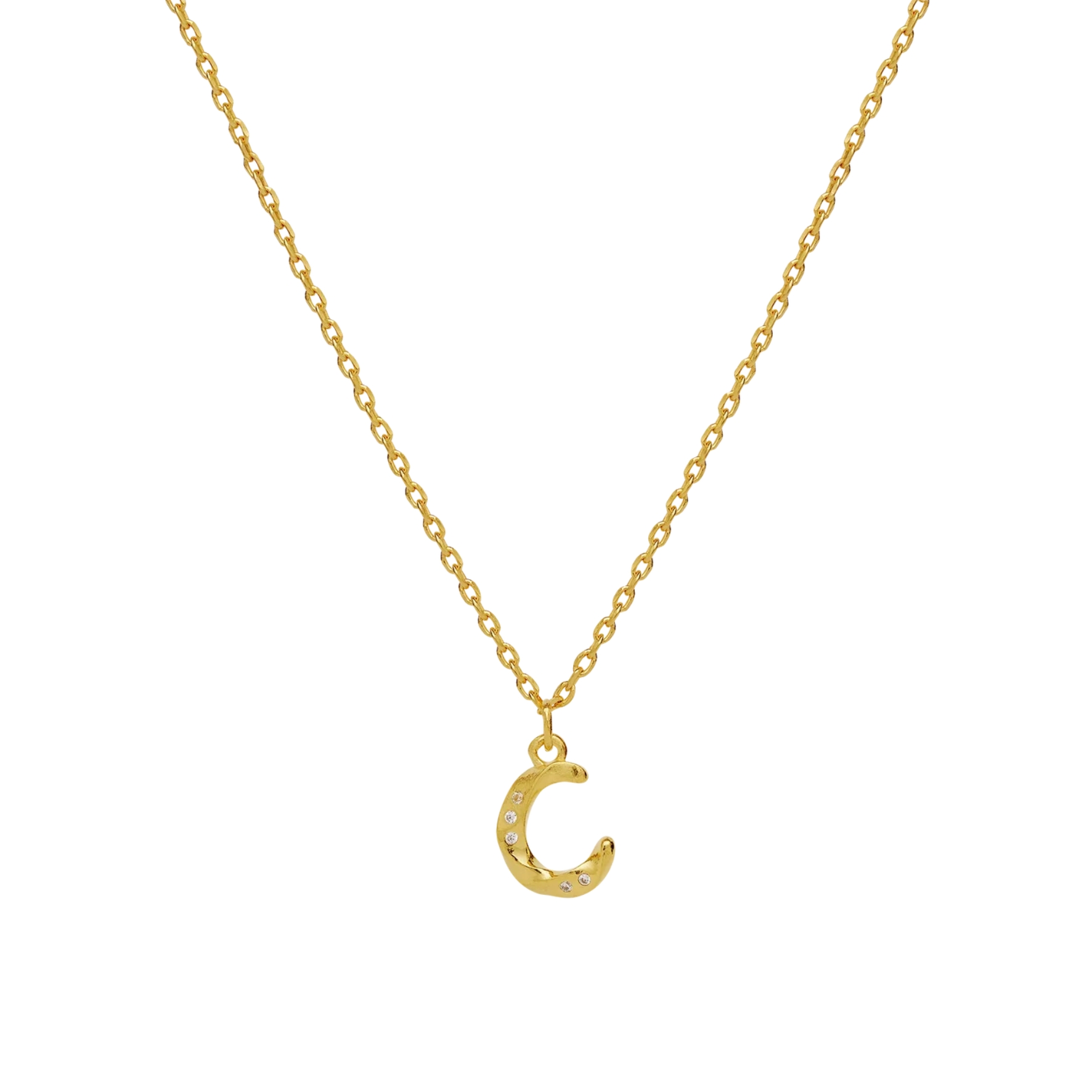 Alphabet Necklace C - Gold color, White