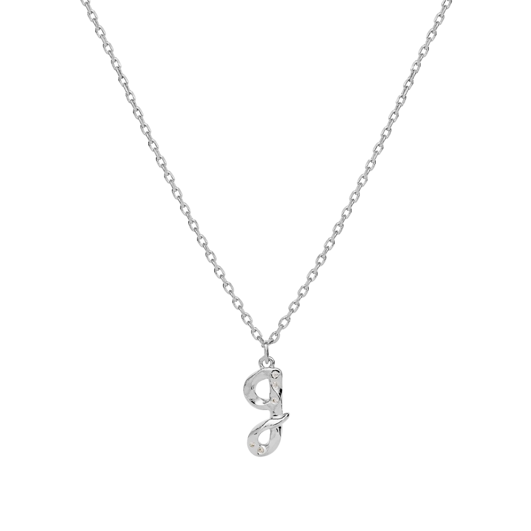 Alphabet Necklace G - Hopeanvärinen, Valkoinen