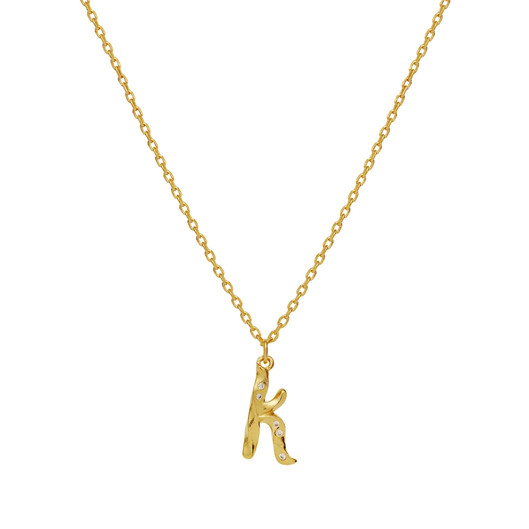 Alphabet Necklace K - Kullanvärinen, Valkoinen