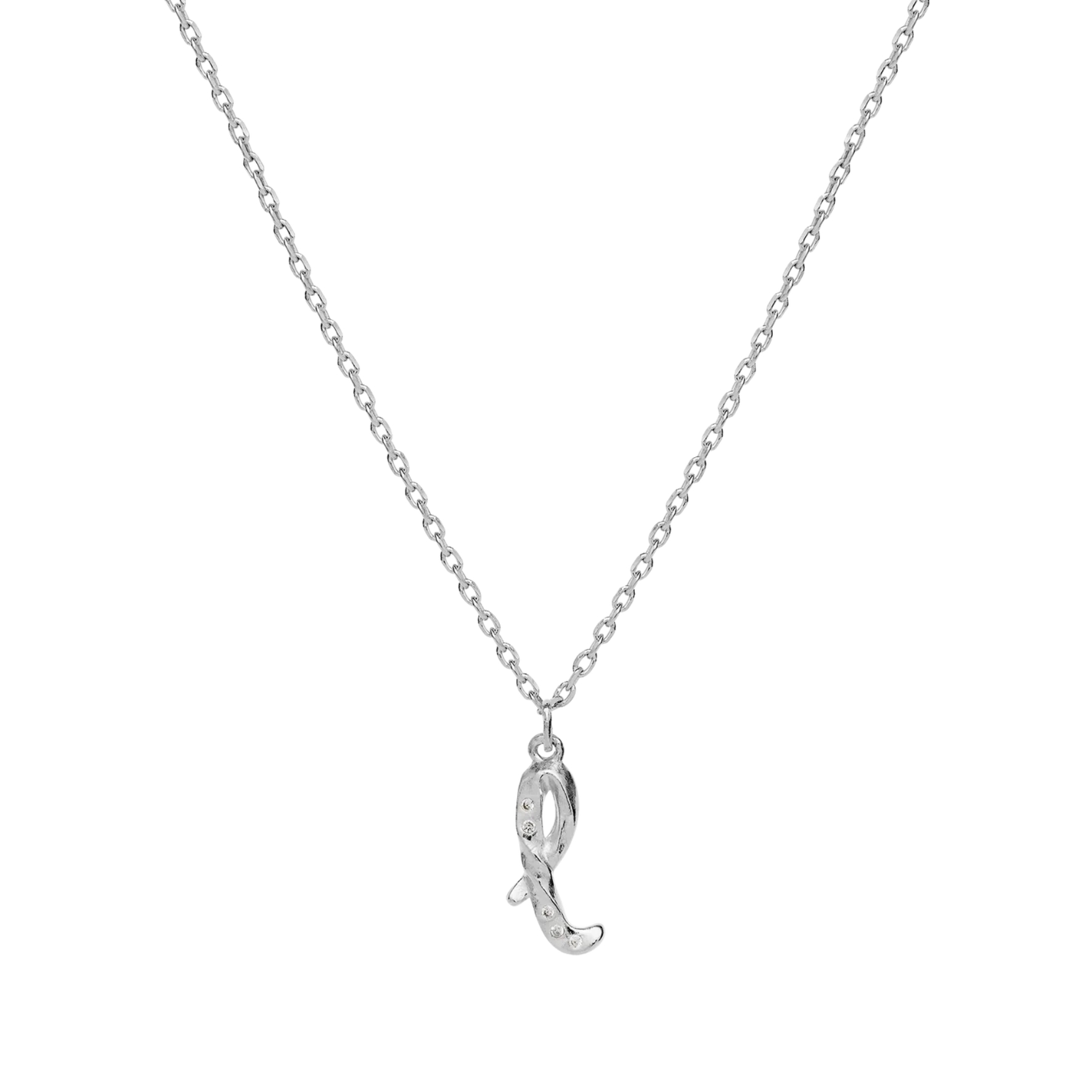 Alphabet Necklace L - Hopeanvärinen, Valkoinen